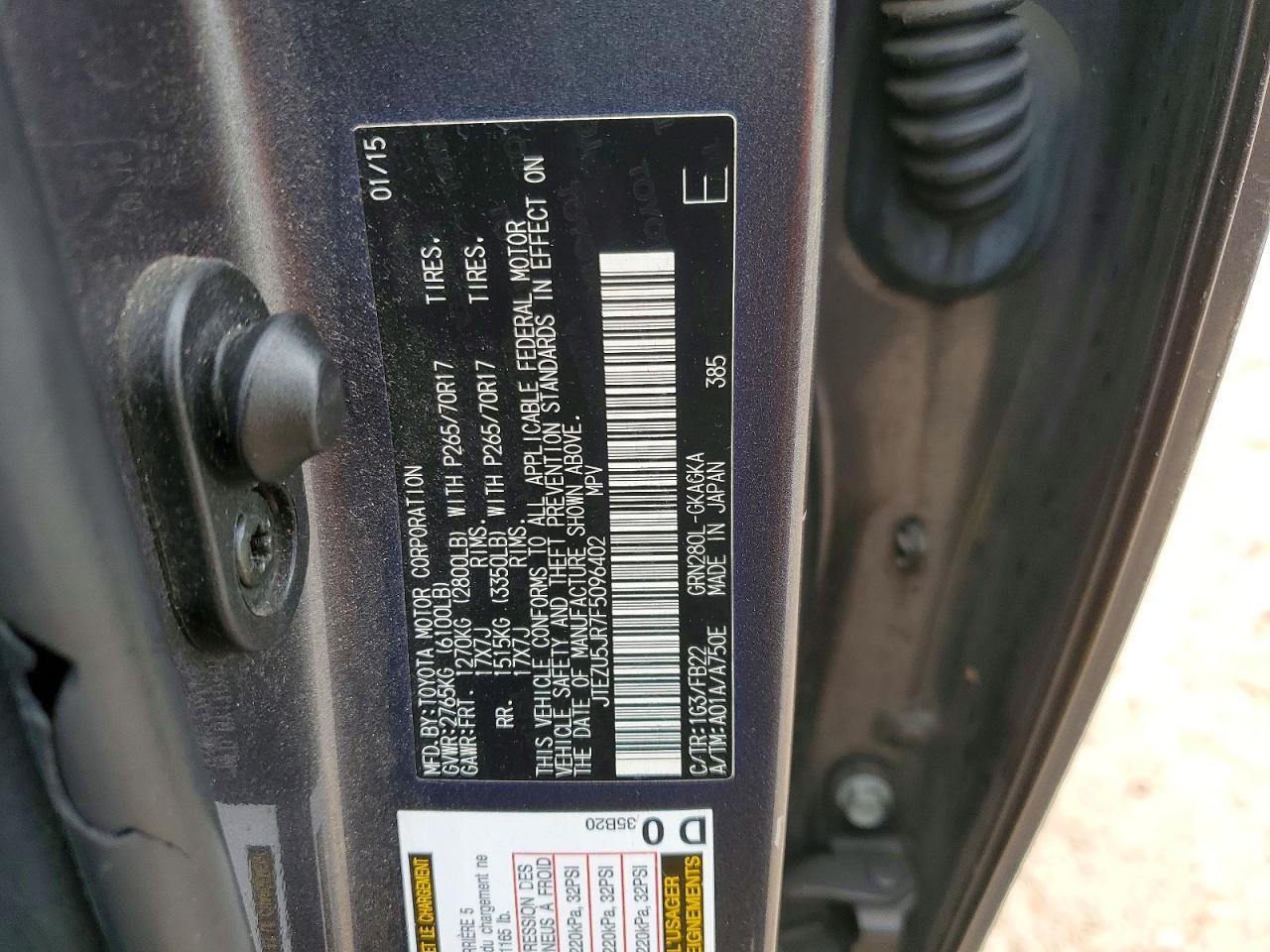 2015 Toyota 4runner Sr5 Black vin: JTEZU5JR7F5096402