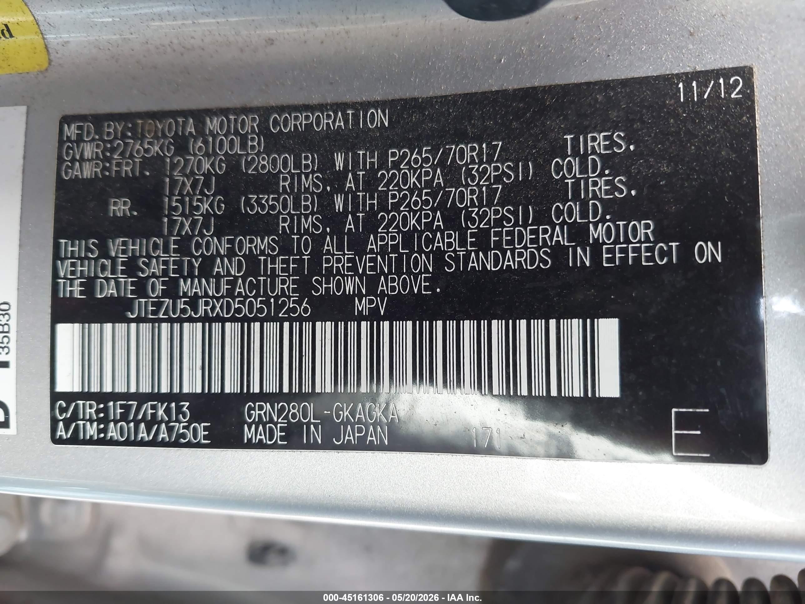 2013 Toyota 4runner Sr5 Silver vin: JTEZU5JRXD5051256
