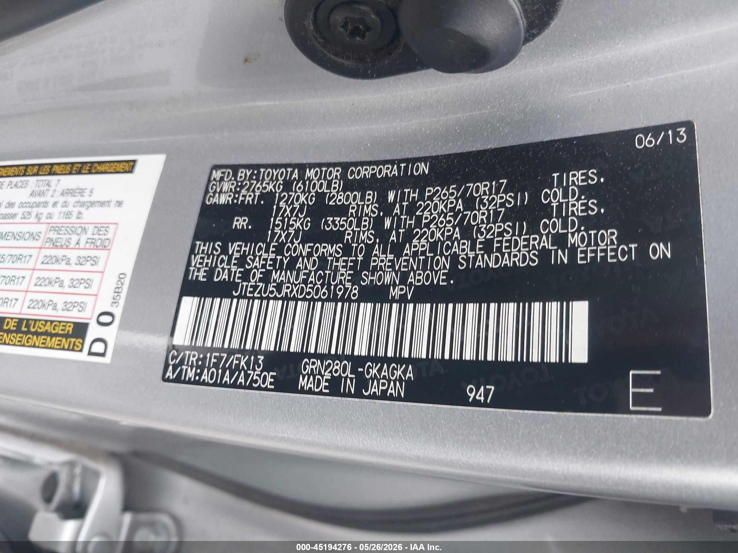 2013 Toyota 4runner Sr5 Silver vin: JTEZU5JRXD5061978