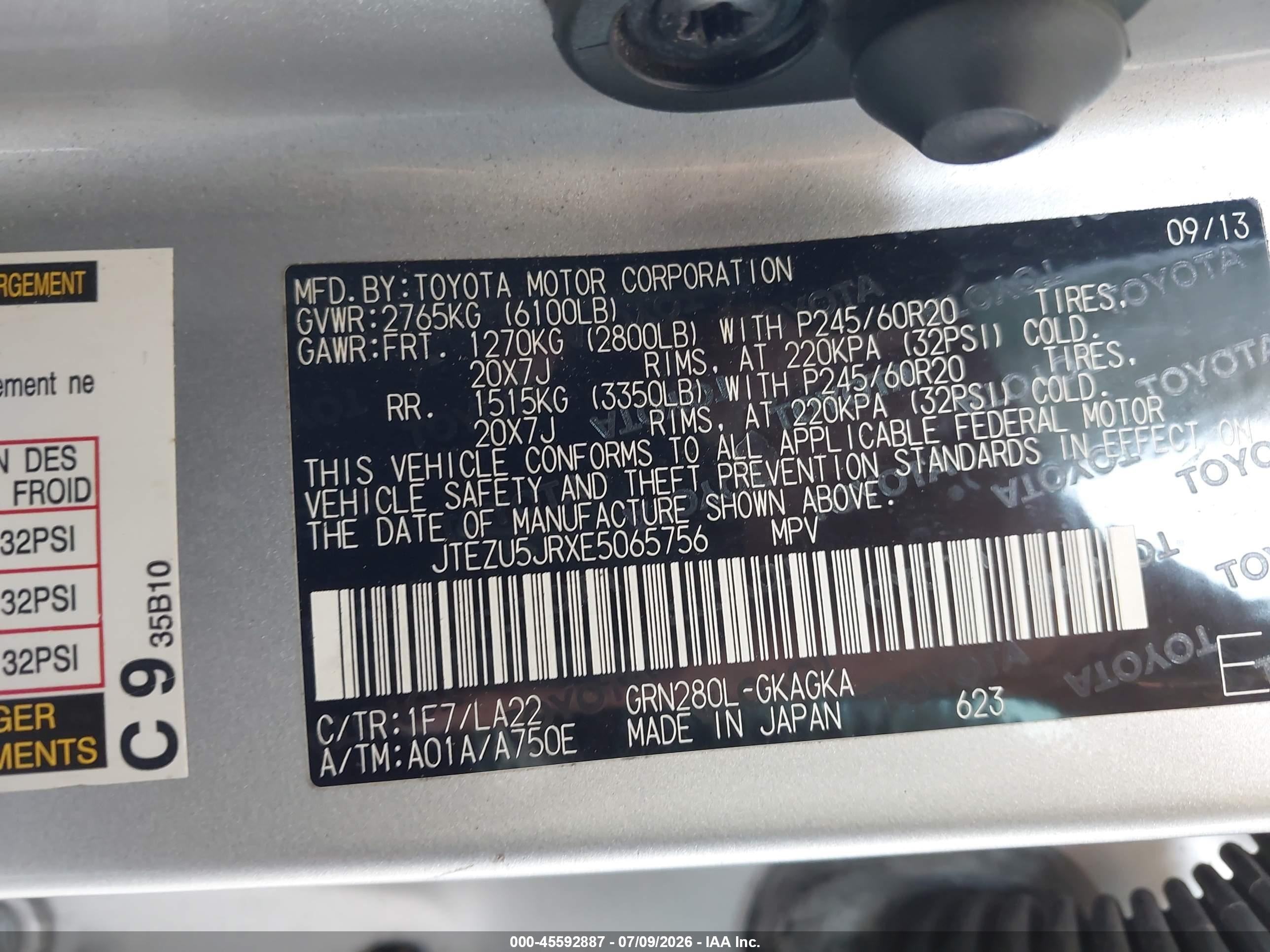 2014 Toyota 4runner Limited Silver vin: JTEZU5JRXE5065756