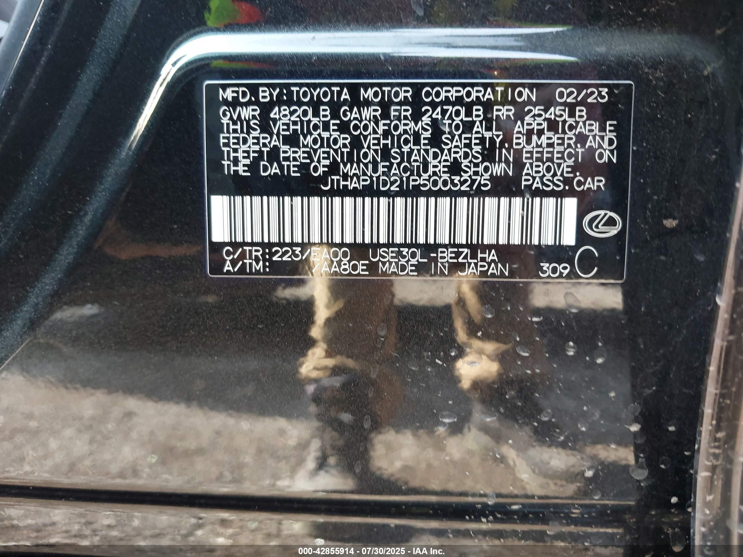 2023 Lexus Is 500 F Sport Performance Premium Black vin: JTHAP1D21P5003275