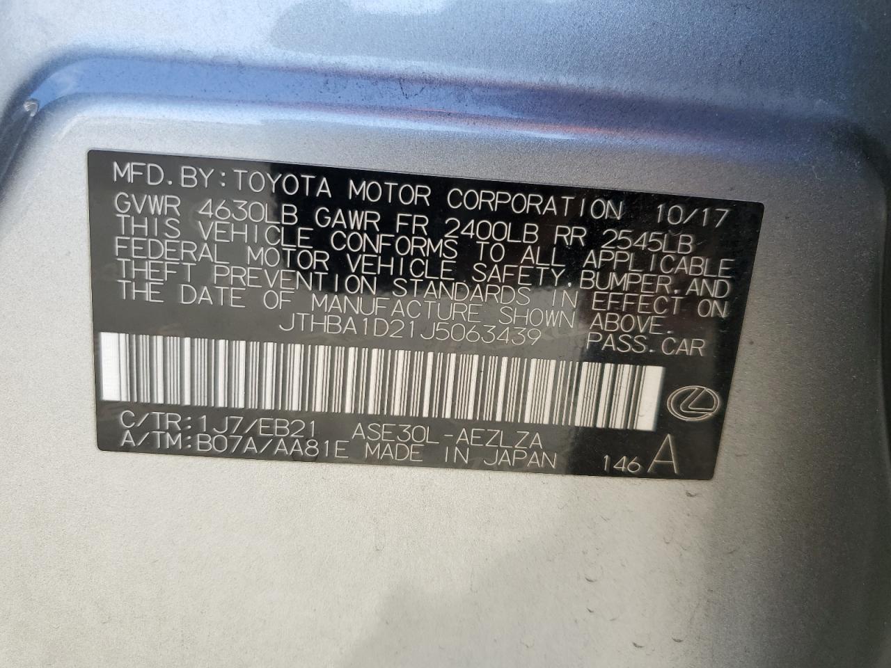 2018 Lexus Is 300 Silver vin: JTHBA1D21J5063439