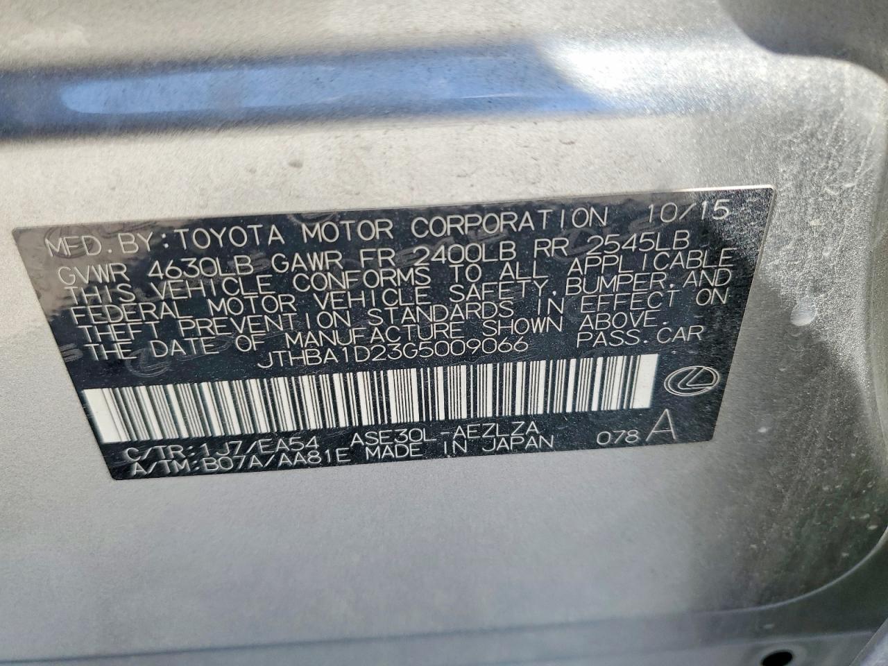2016 Lexus Is 200t Silver vin: JTHBA1D23G5009066