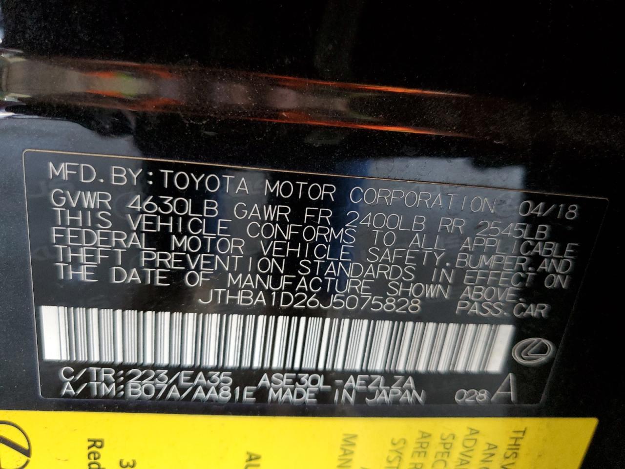 2018 Lexus Is 300 Gray vin: JTHBA1D26J5075828