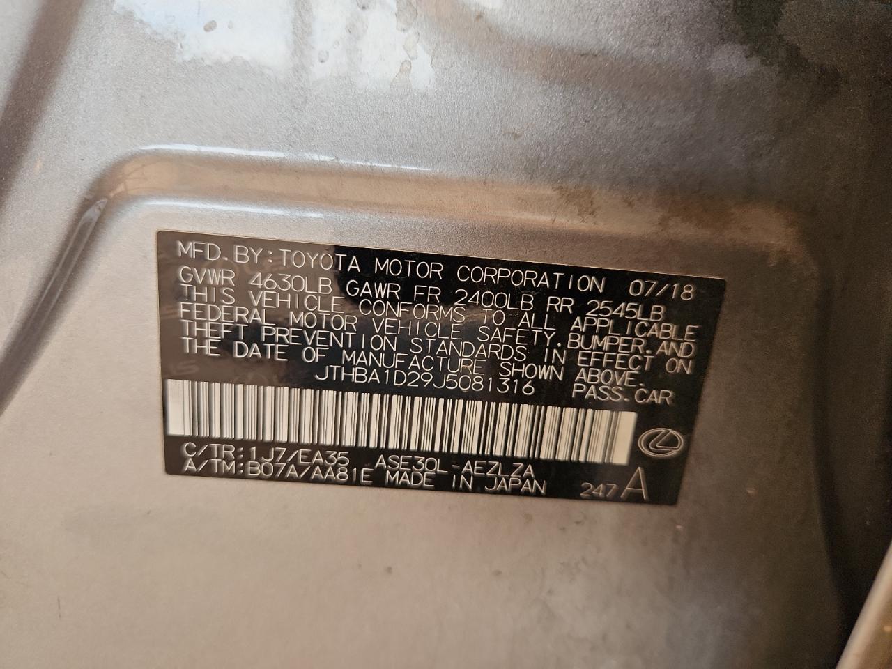 2018 Lexus Is 300 Silver vin: JTHBA1D29J5081316