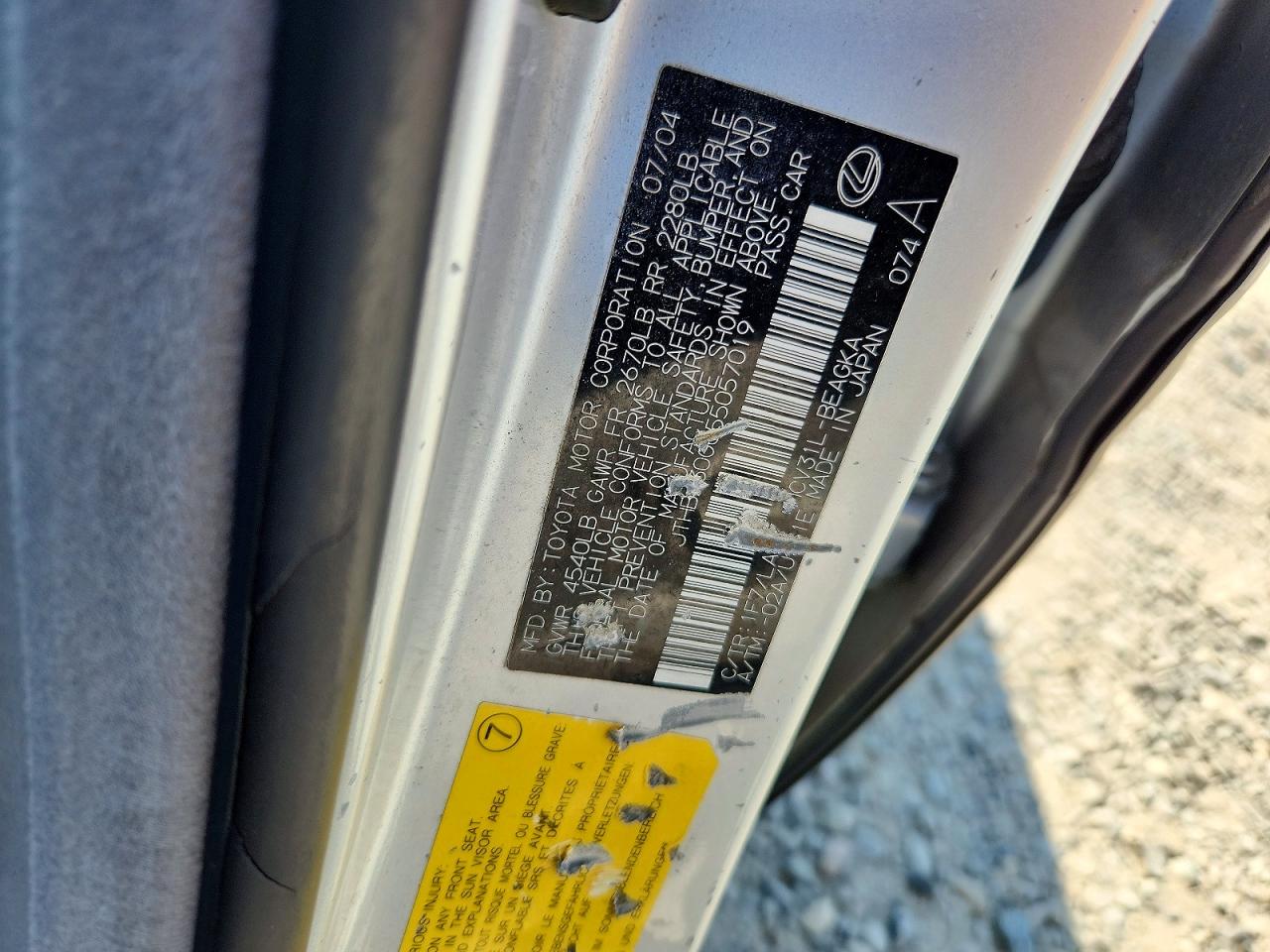 2005 Lexus Es 330 Серебряный vin: JTHBA30G055057019