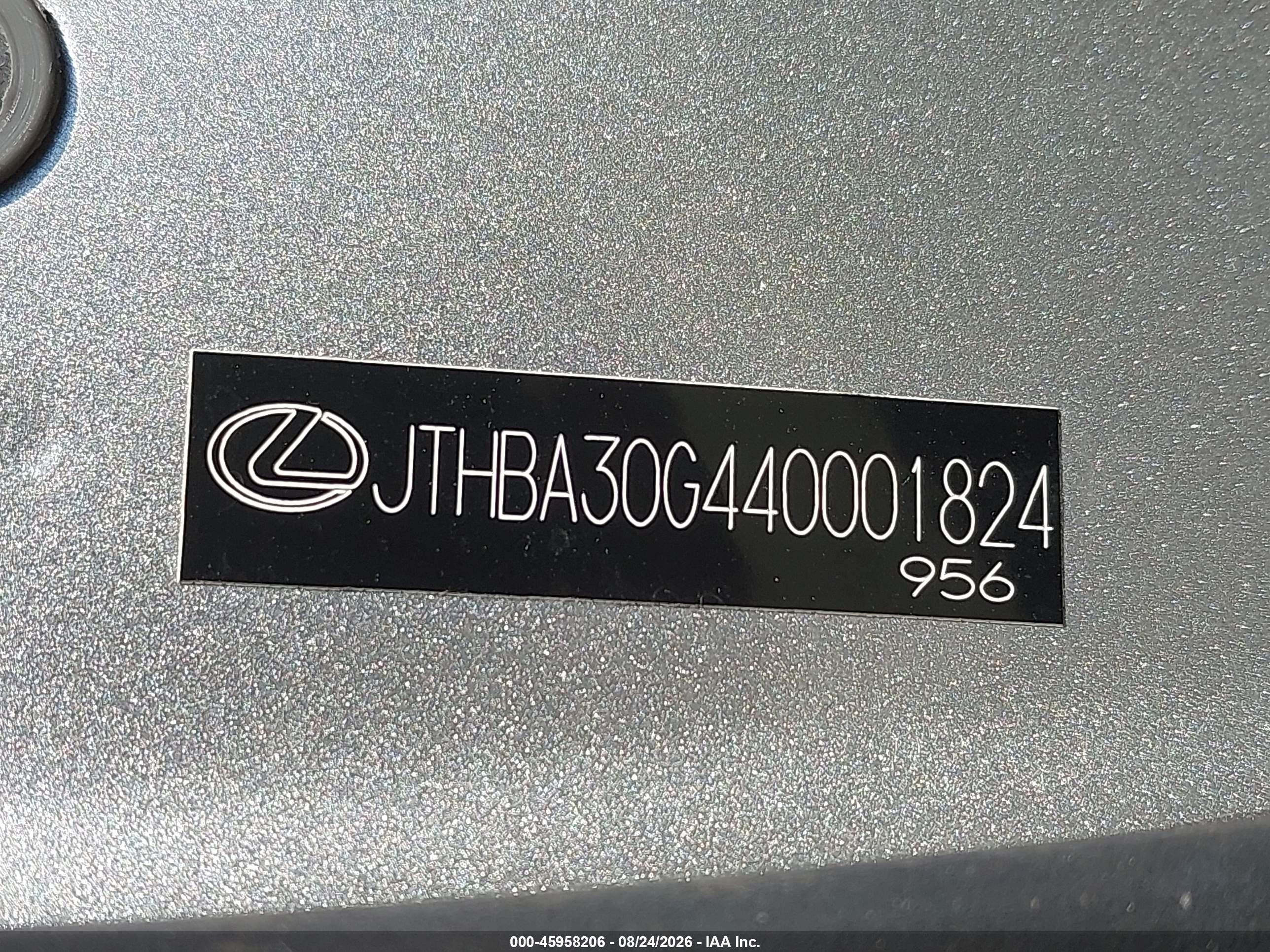 2004 Lexus Es 330 Silver vin: JTHBA30G440001824