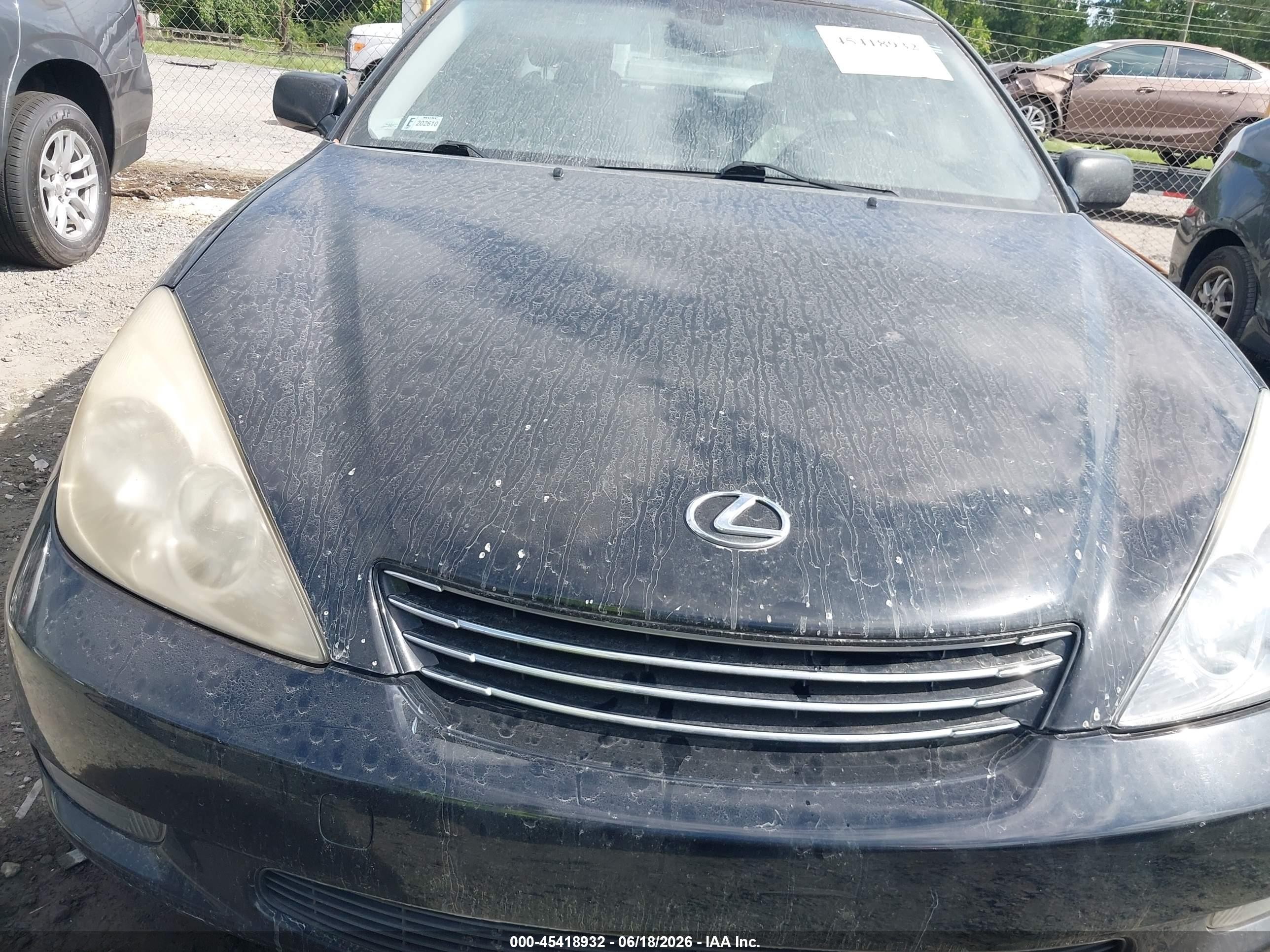 2004 Lexus Es 330   Black vin: JTHBA30G445046605