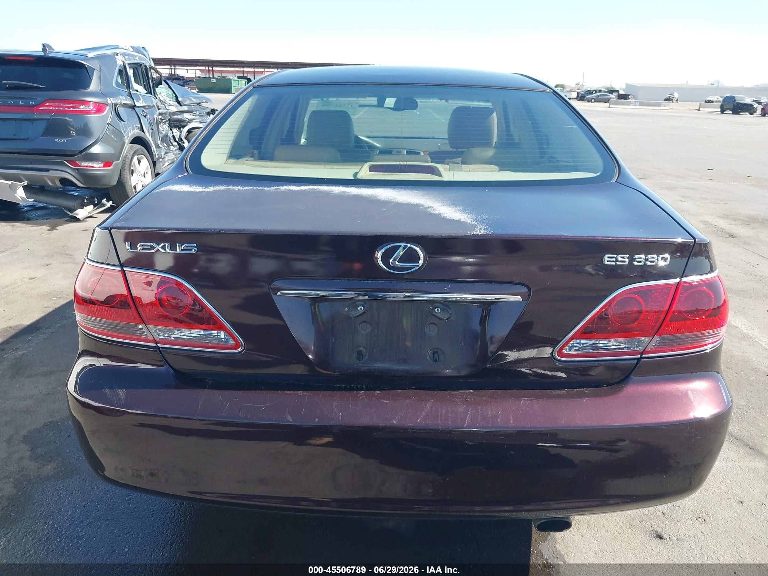 2005 Lexus Es 330 Maroon vin: JTHBA30G455076642