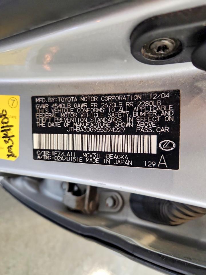 2005 Lexus Es 330 Серебряный vin: JTHBA30G955094229