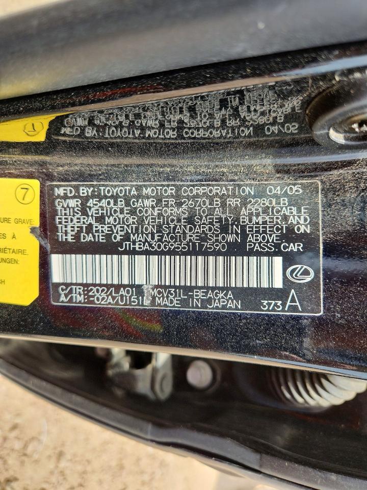2005 Lexus Es 330 Black vin: JTHBA30G955117590