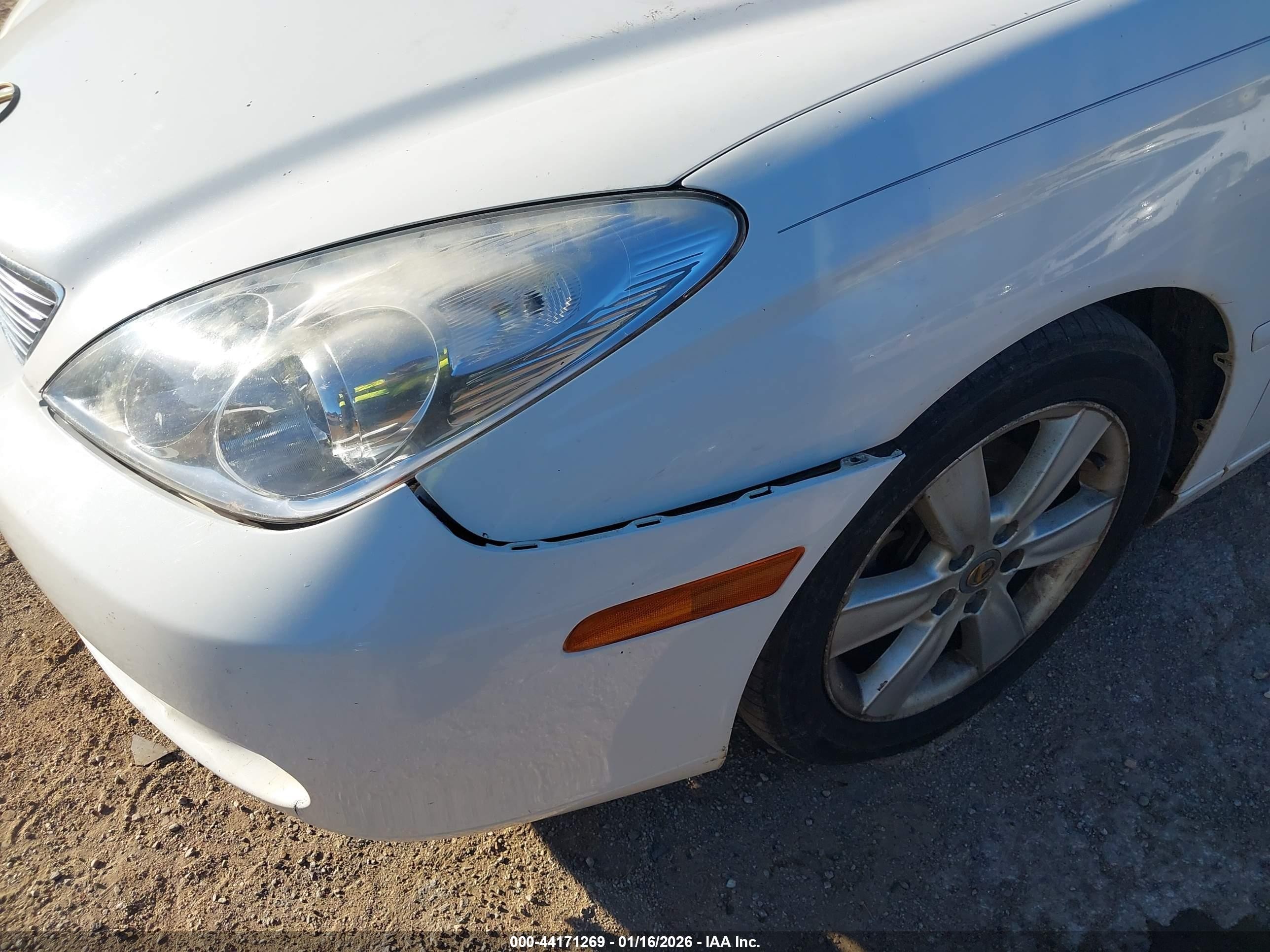 2006 Lexus Es 330   White vin: JTHBA30G965174678