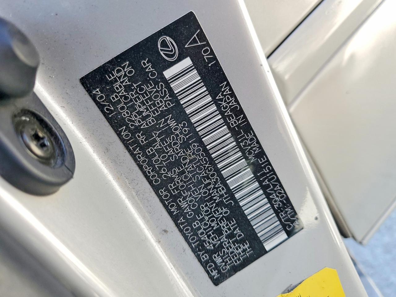 2005 Lexus Es 330 Base Silver vin: JTHBA30GX55091193