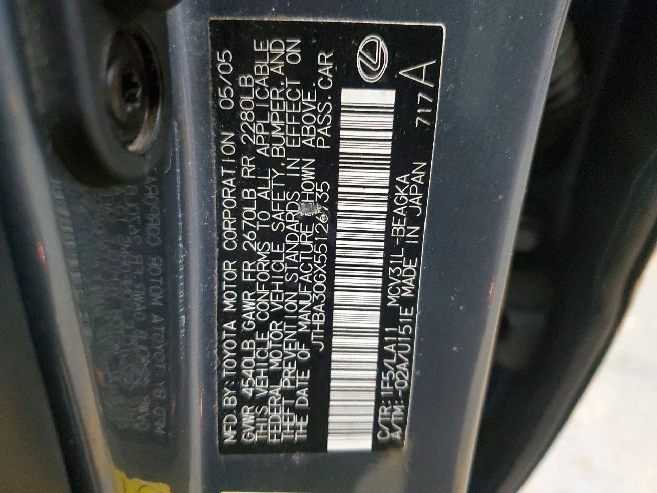 2005 Lexus Es 330 Black vin: JTHBA30GX55126735