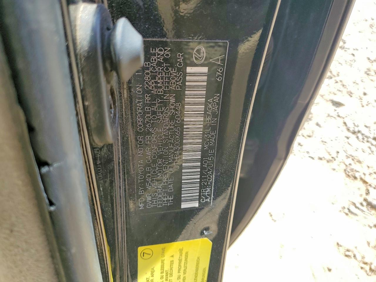 2006 Lexus Es 330 Black vin: JTHBA30GX65160448