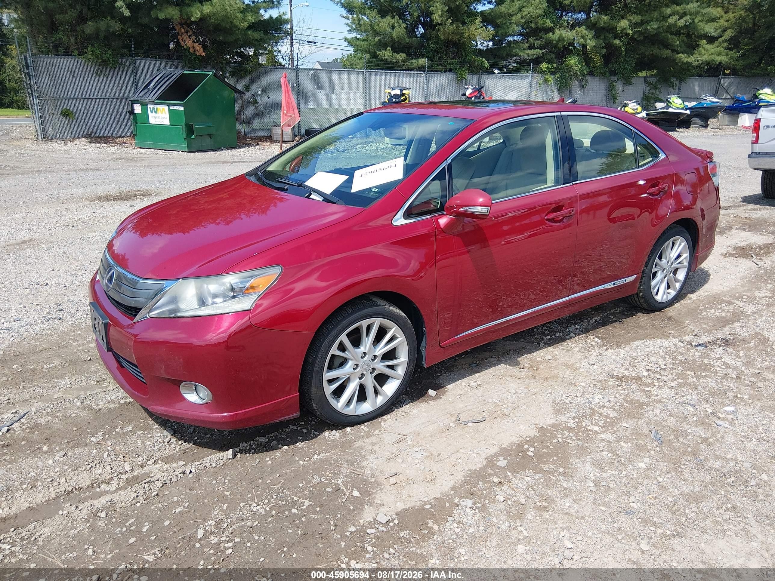 2010 Lexus Hs 250h Premium Red vin: JTHBB1BA2A2017420