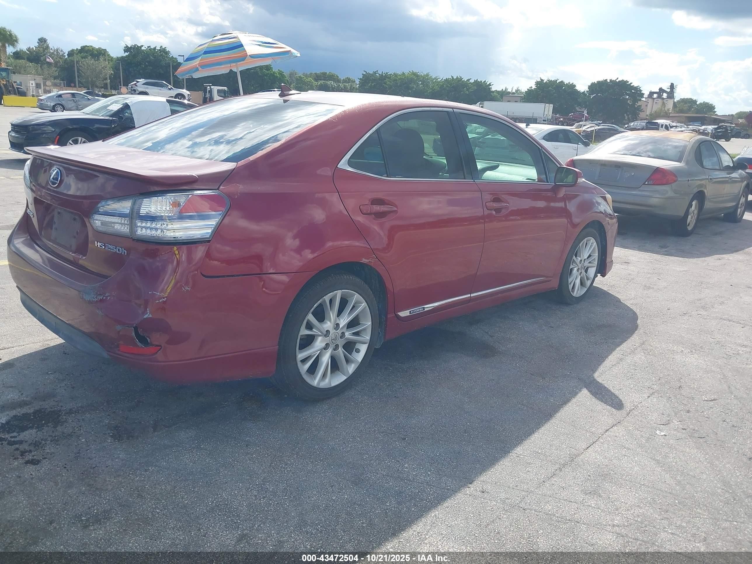 2010 Lexus Hs 250h Premium Red vin: JTHBB1BA3A2012890