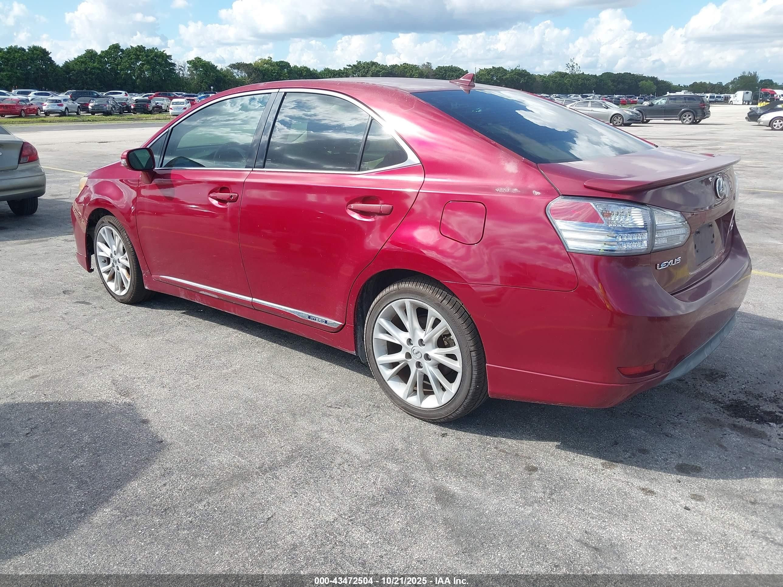 2010 Lexus Hs 250h Premium Red vin: JTHBB1BA3A2012890