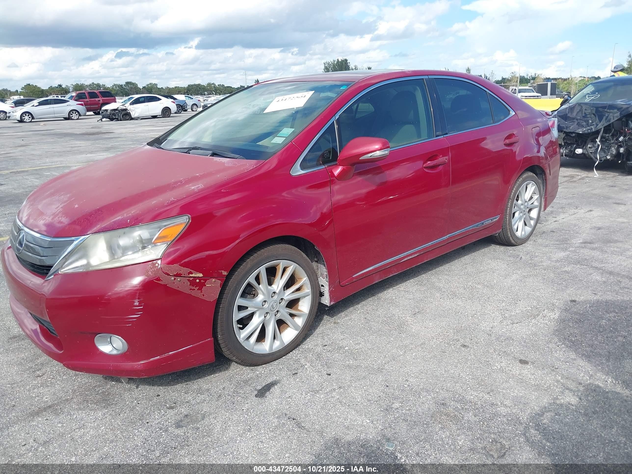 2010 Lexus Hs 250h Premium Red vin: JTHBB1BA3A2012890