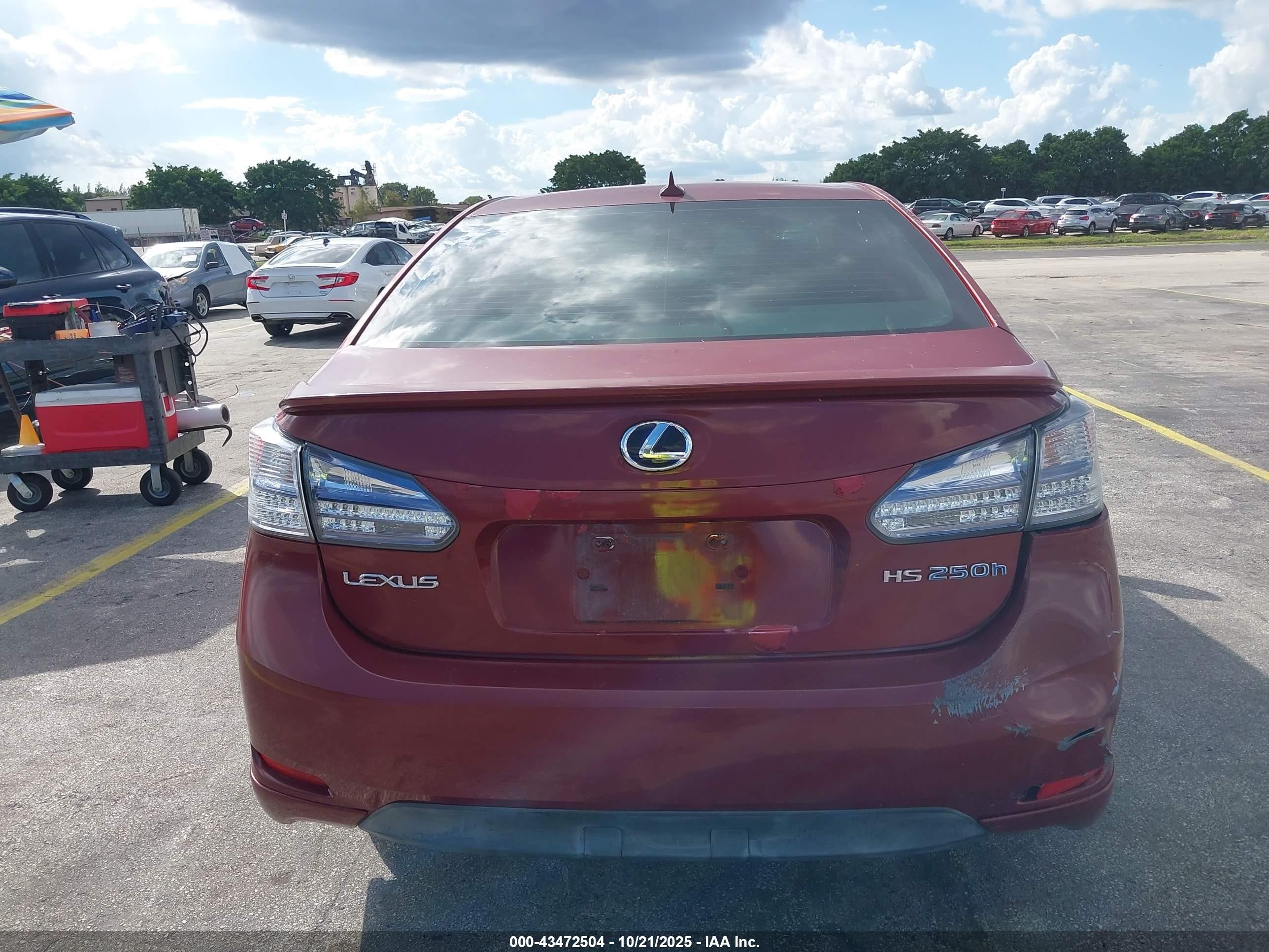2010 Lexus Hs 250h Premium Red vin: JTHBB1BA3A2012890
