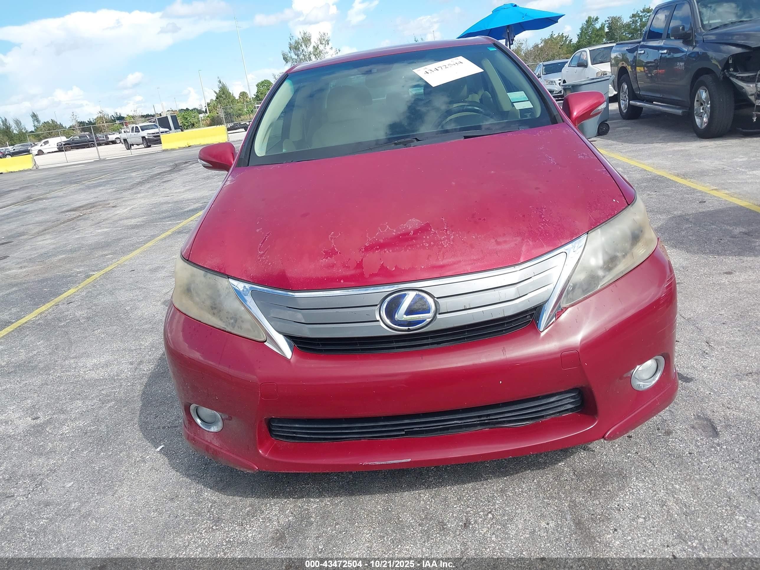 2010 Lexus Hs 250h Premium Red vin: JTHBB1BA3A2012890