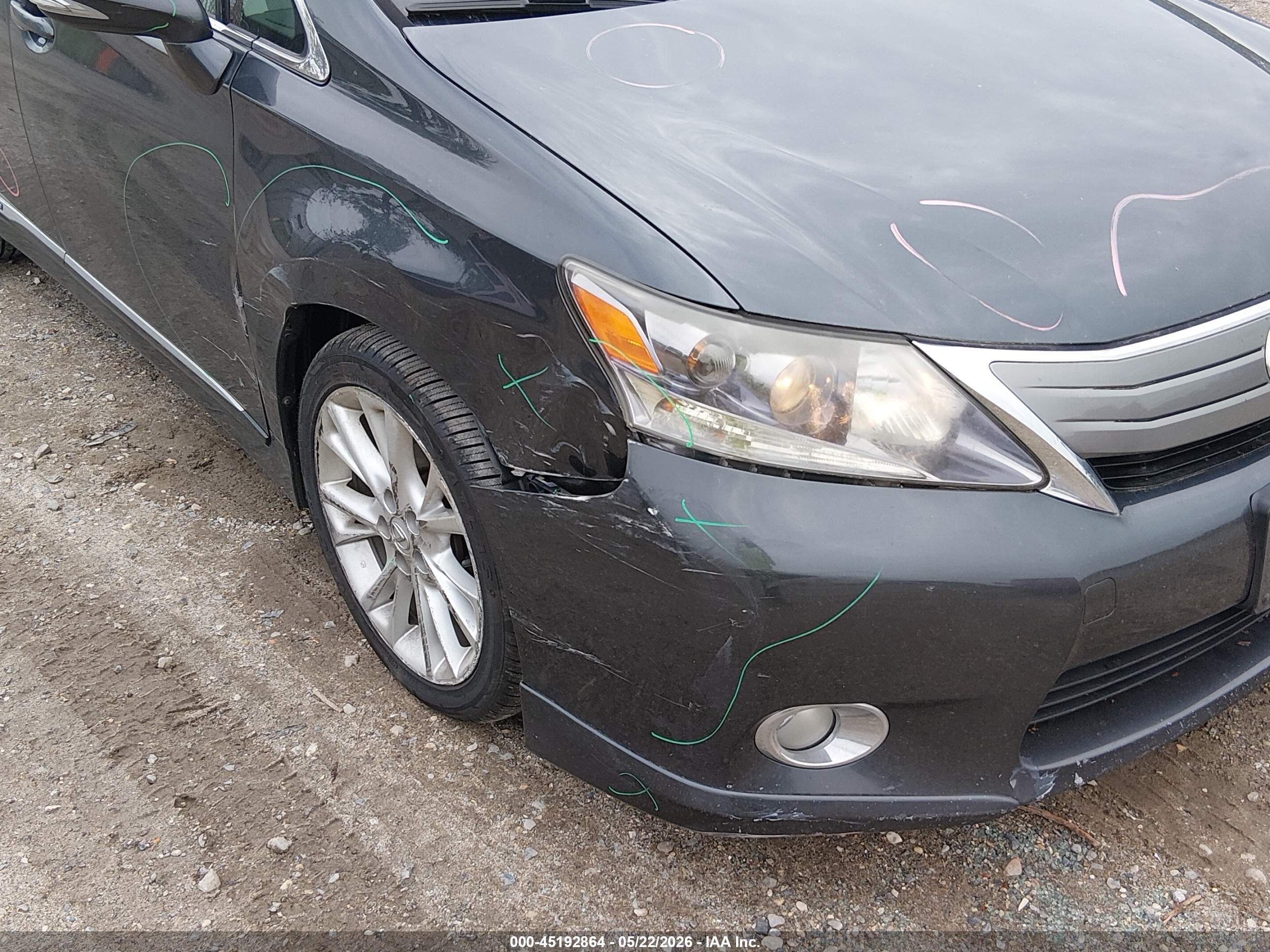 2010 Lexus Hs 250h Gray vin: JTHBB1BA3A2025347