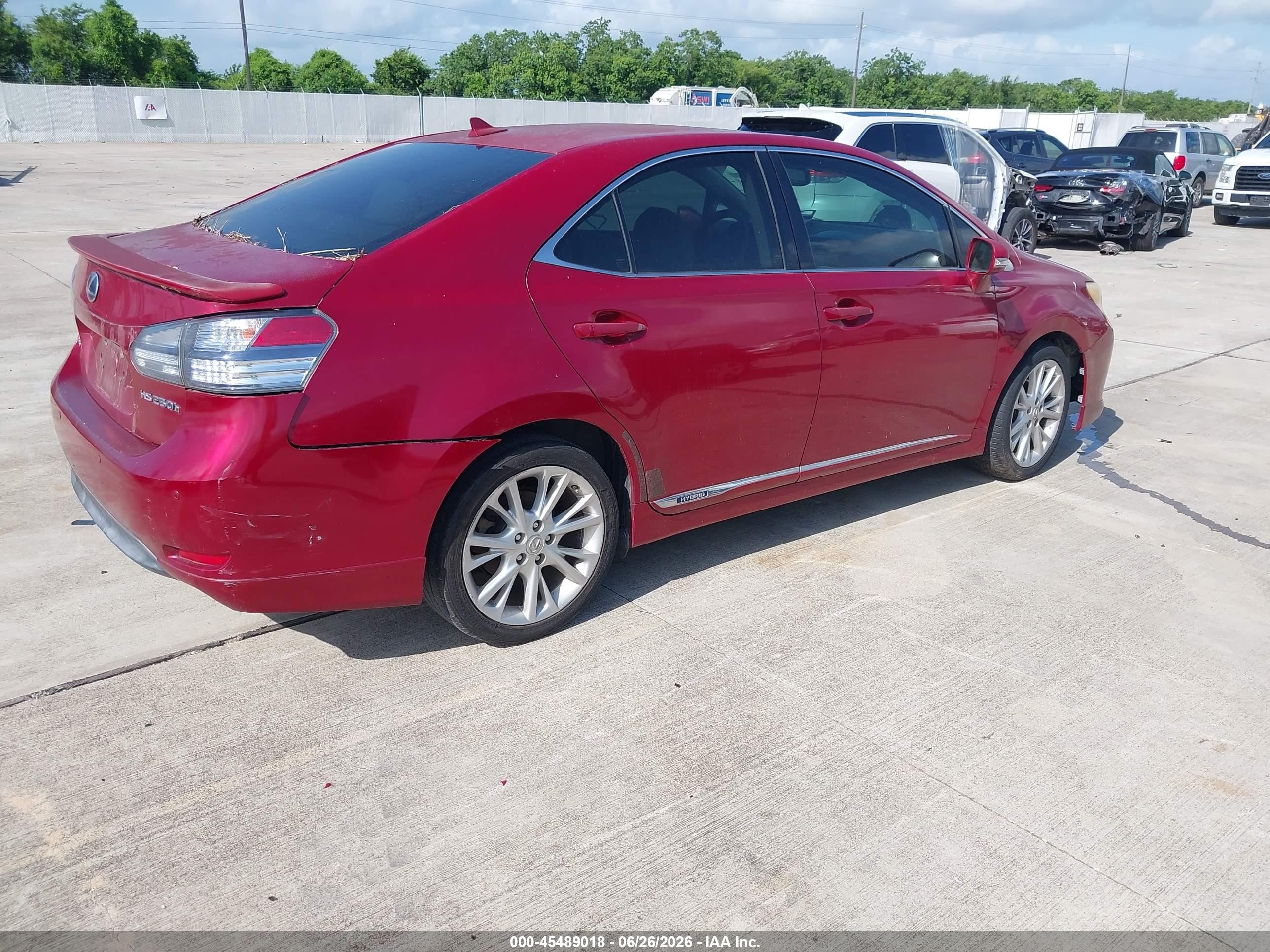 2010 Lexus Hs 250h Premium Red vin: JTHBB1BA4A2025454