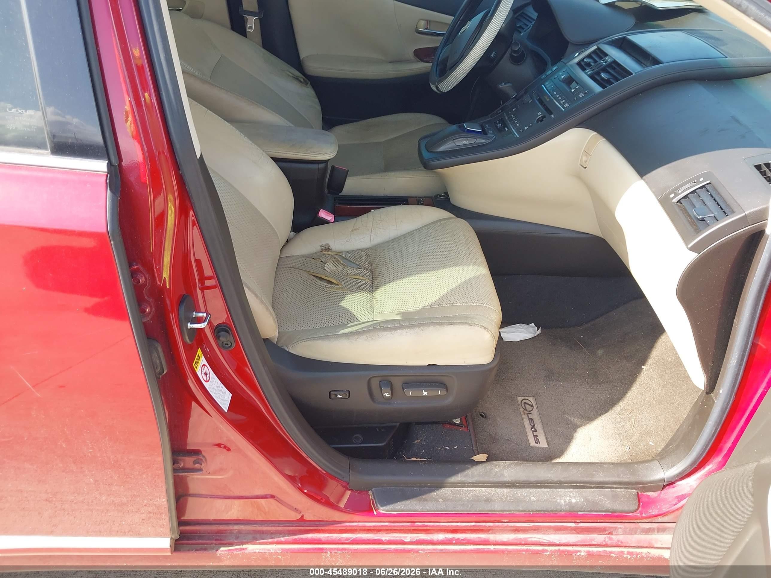 2010 Lexus Hs 250h Premium Red vin: JTHBB1BA4A2025454