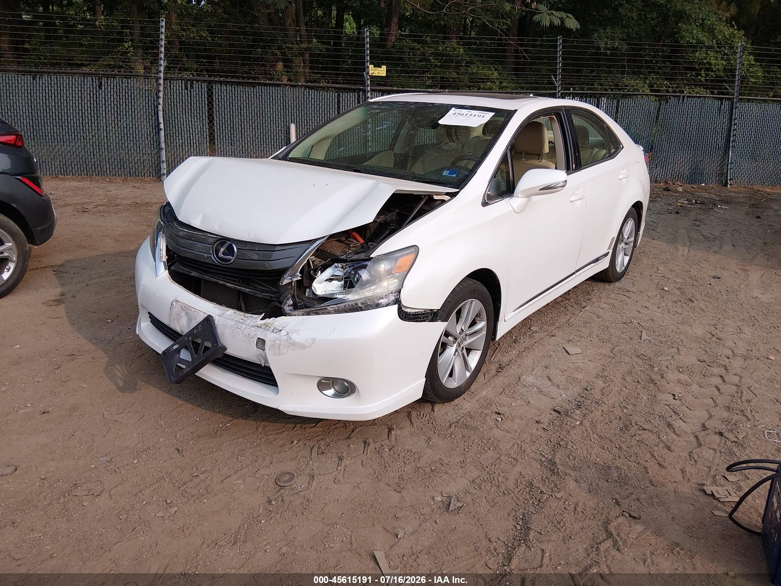 2011 Lexus Hs 250h White vin: JTHBB1BA4B2043969