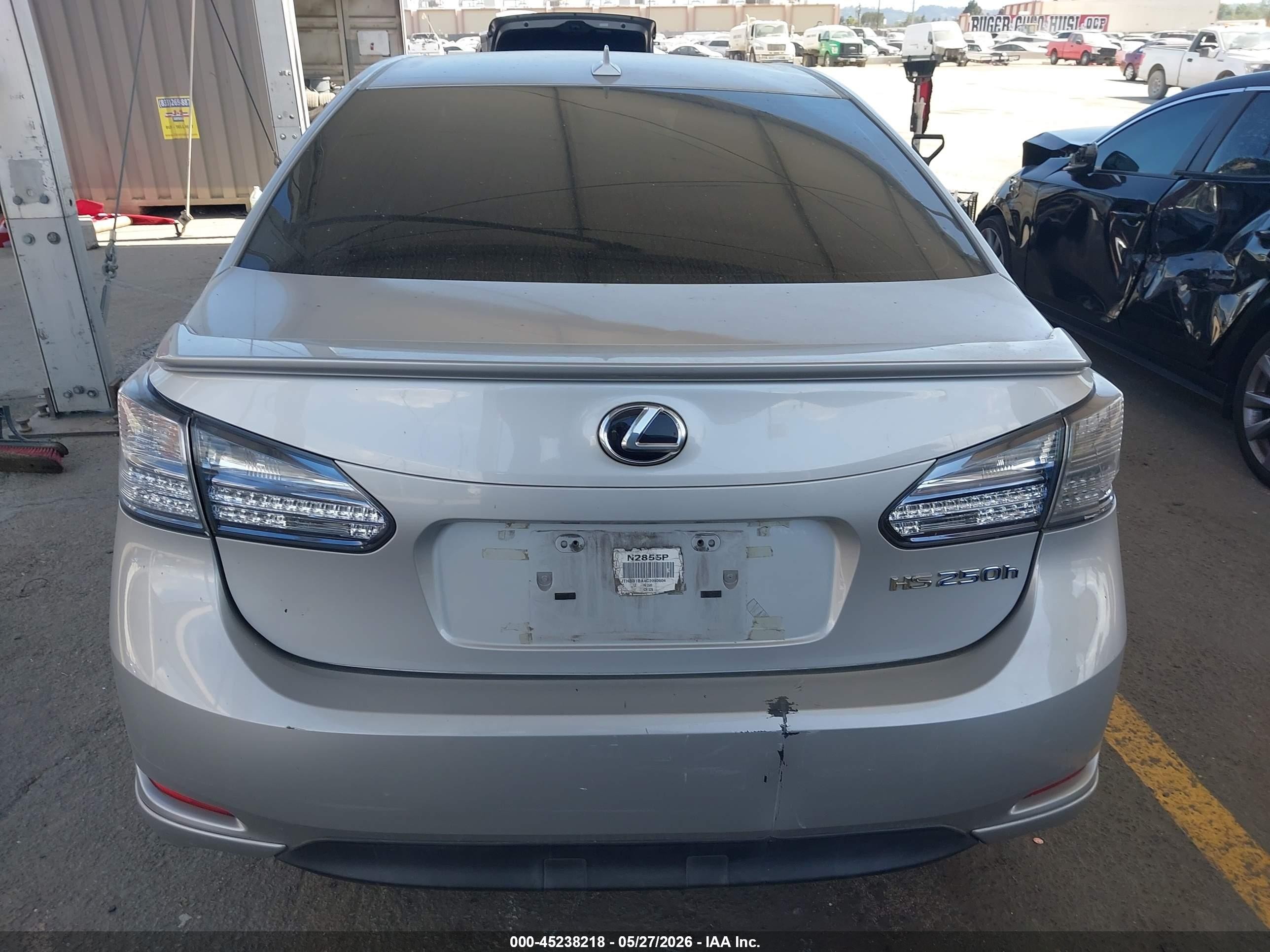 2012 Lexus Hs 250h   Gray vin: JTHBB1BA4C2050504