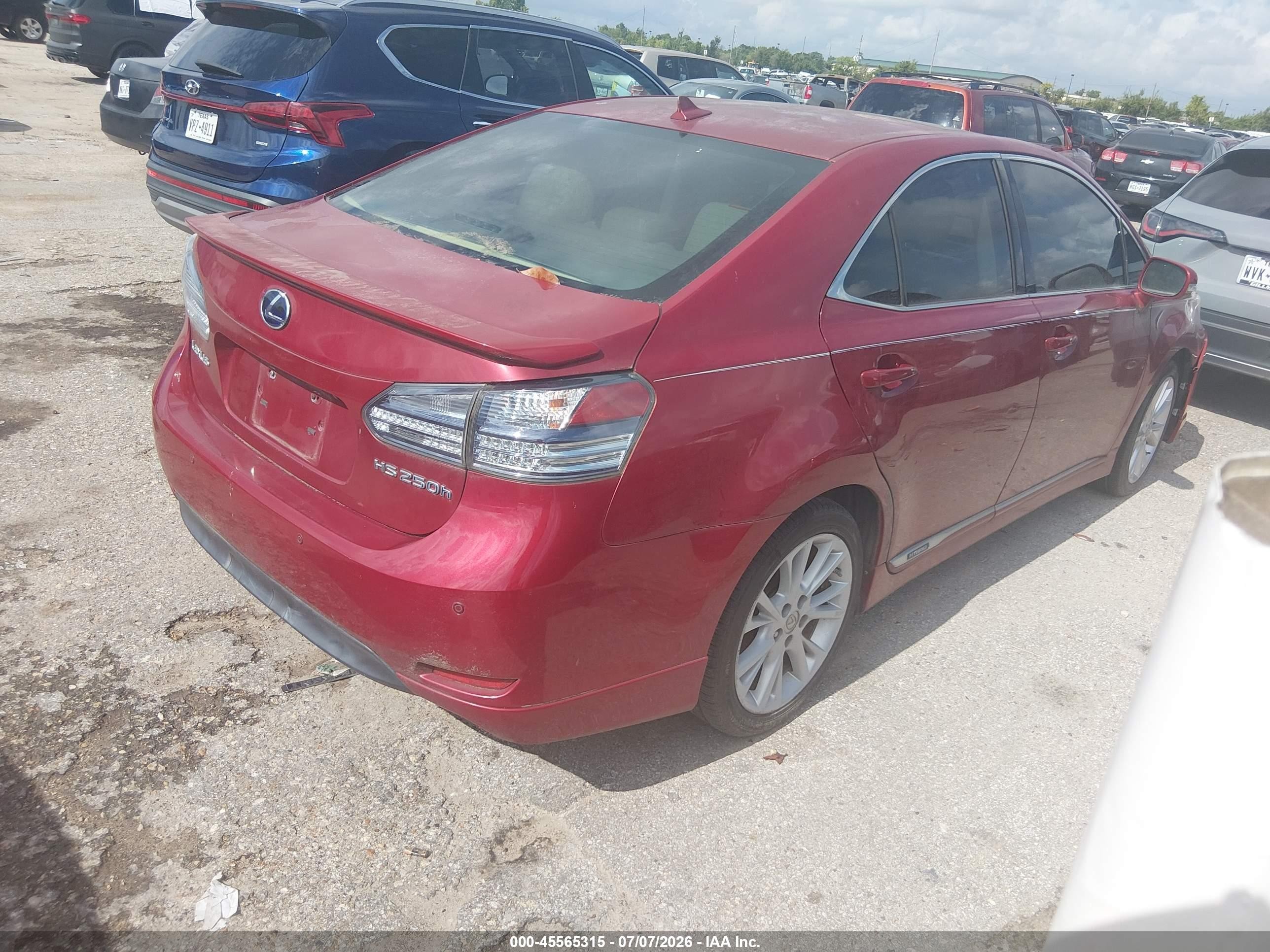 2010 Lexus Hs 250h Premium Red vin: JTHBB1BA6A2025651