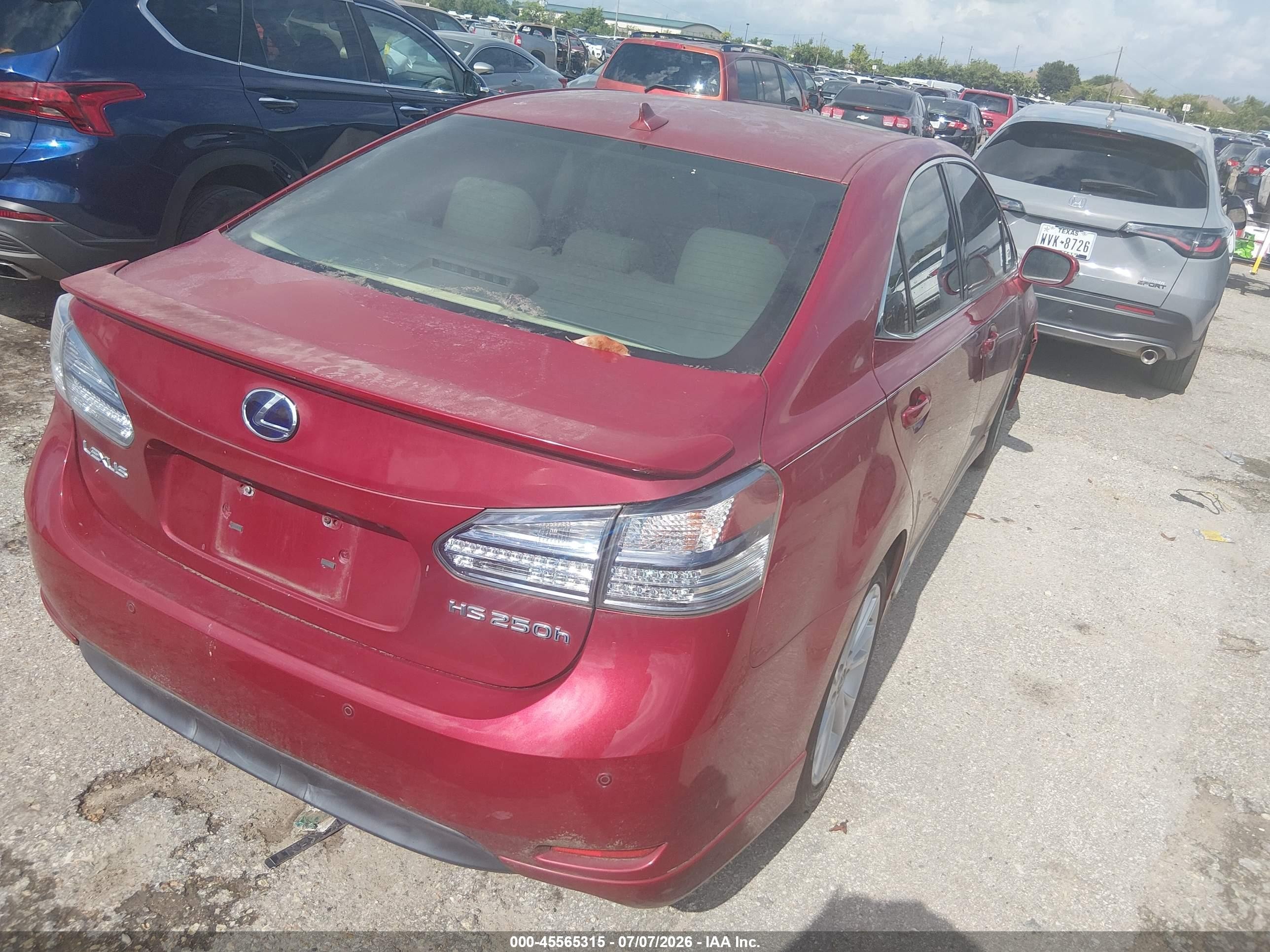 2010 Lexus Hs 250h Premium Red vin: JTHBB1BA6A2025651