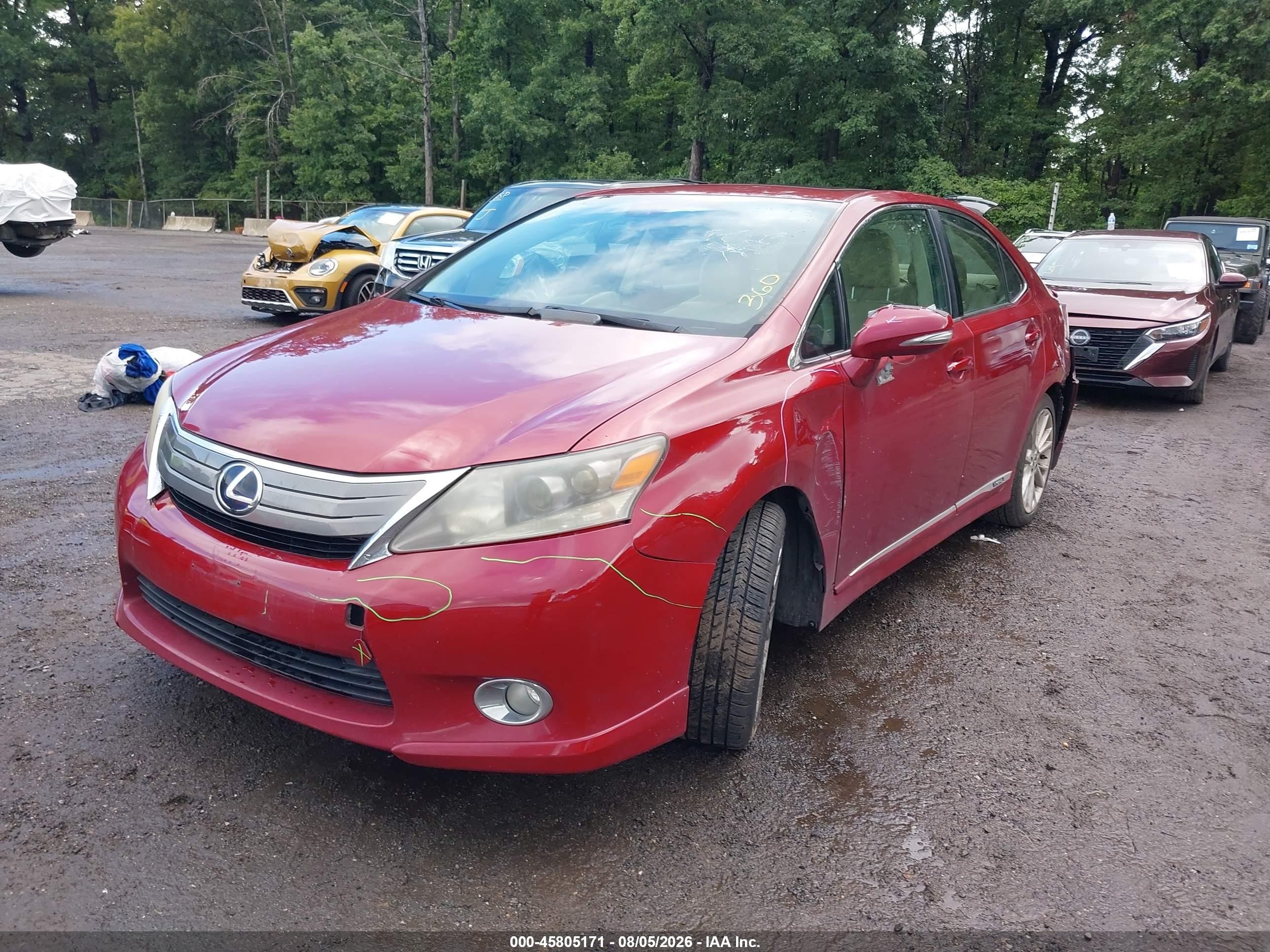 2010 Lexus Hs 250h Premium Red vin: JTHBB1BA7A2012228