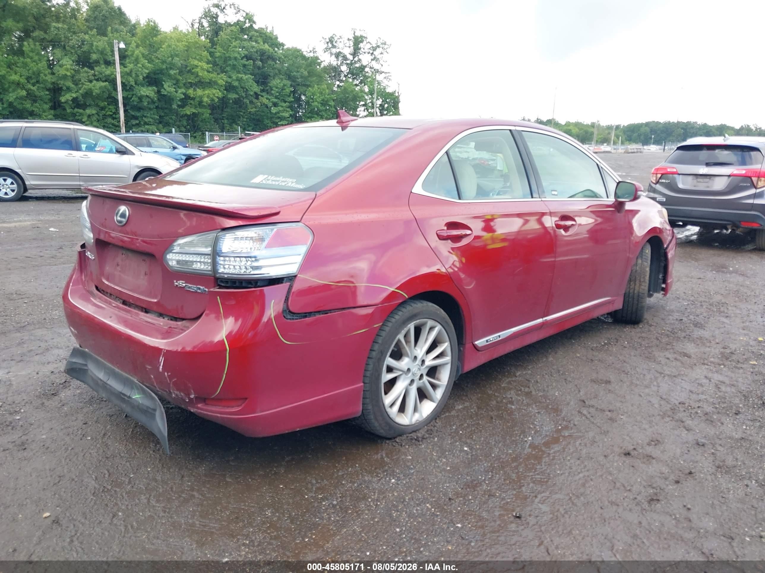 2010 Lexus Hs 250h Premium Red vin: JTHBB1BA7A2012228