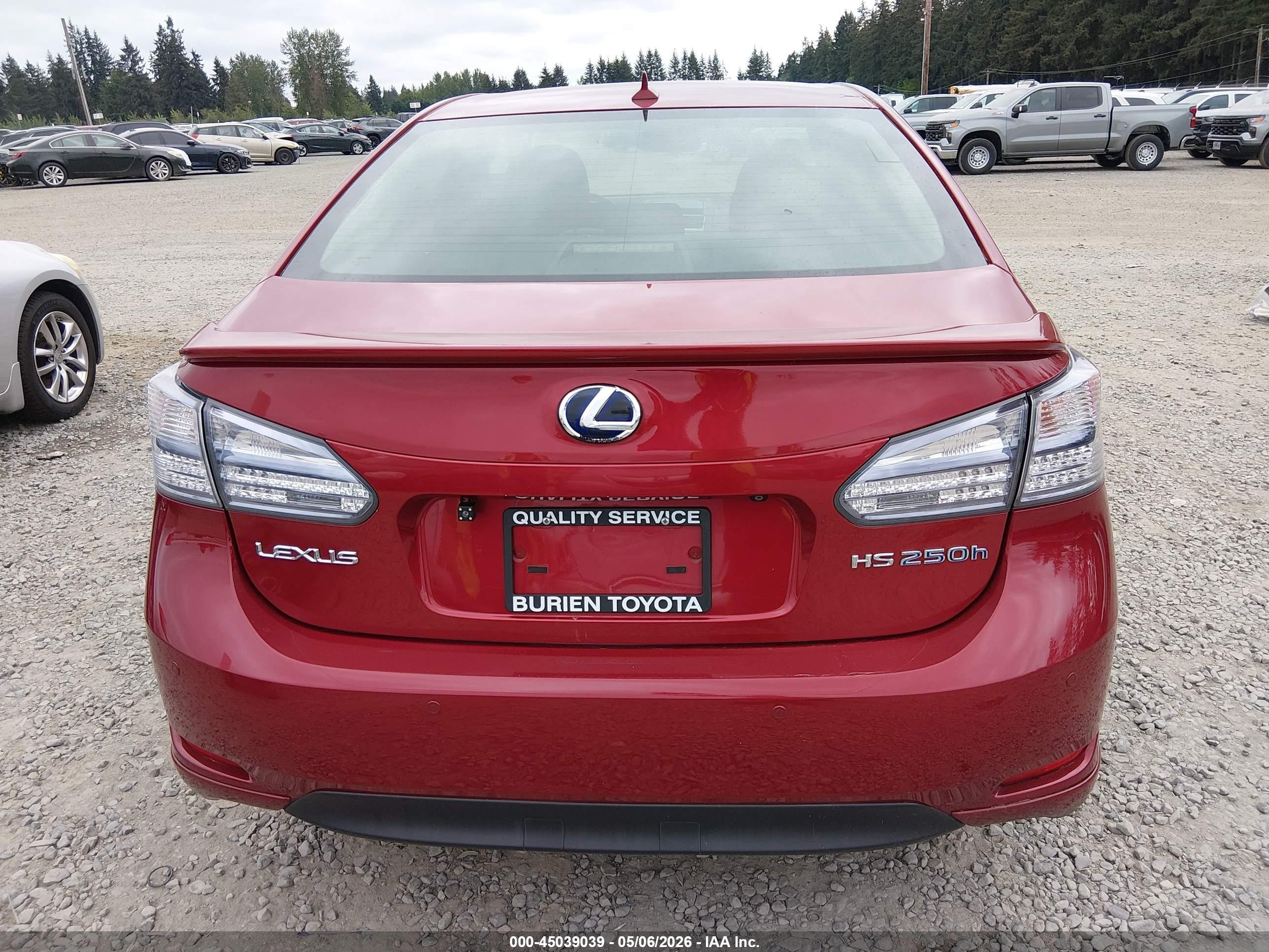 2010 Lexus Hs 250h Premium Red vin: JTHBB1BA9A2020704
