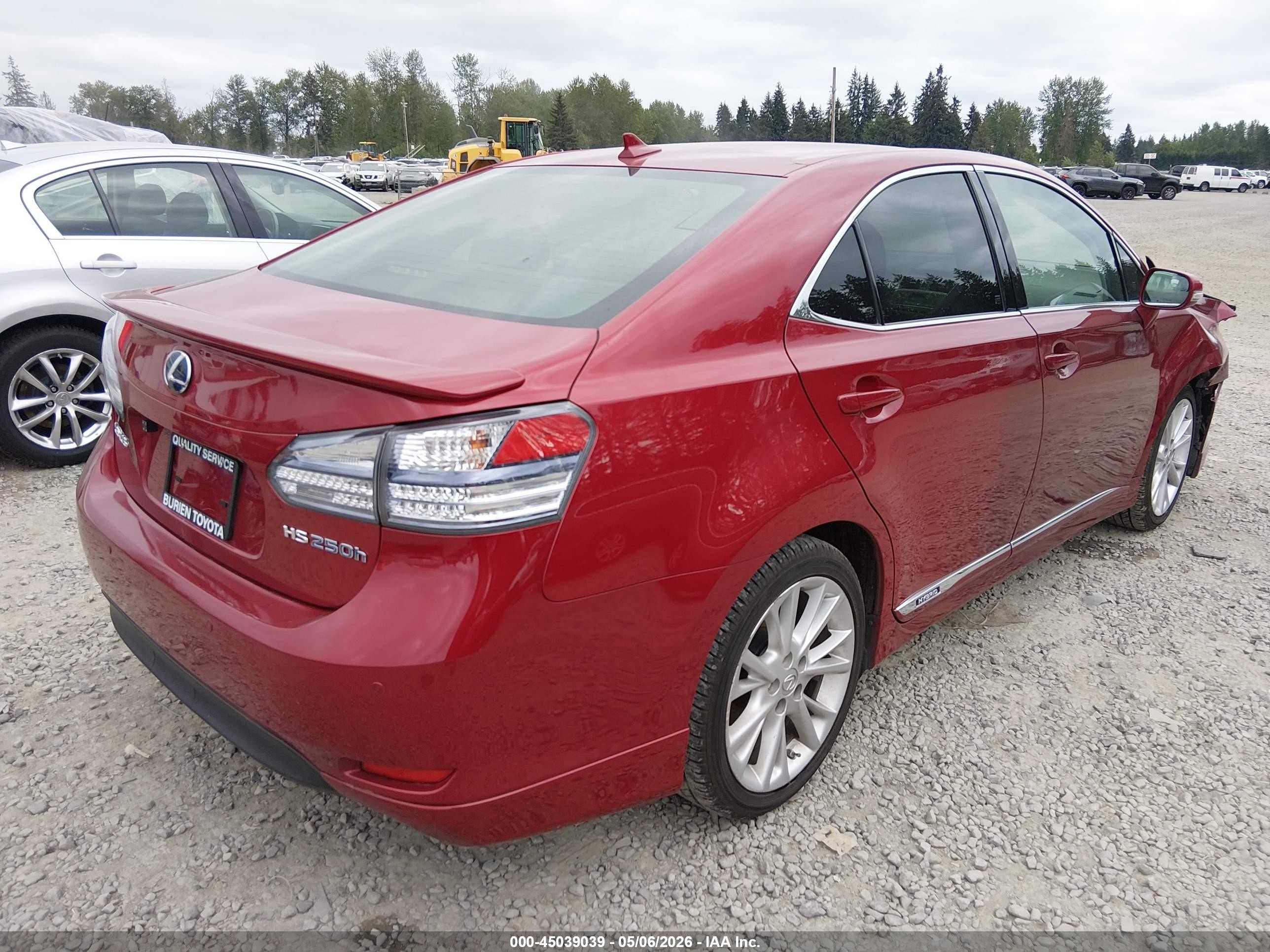 2010 Lexus Hs 250h Premium Red vin: JTHBB1BA9A2020704