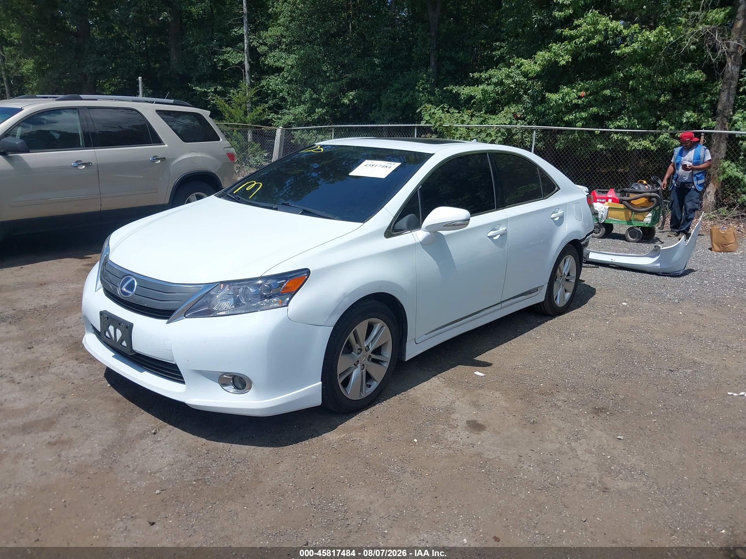 2010 Lexus Hs 250h White vin: JTHBB1BA9A2023585