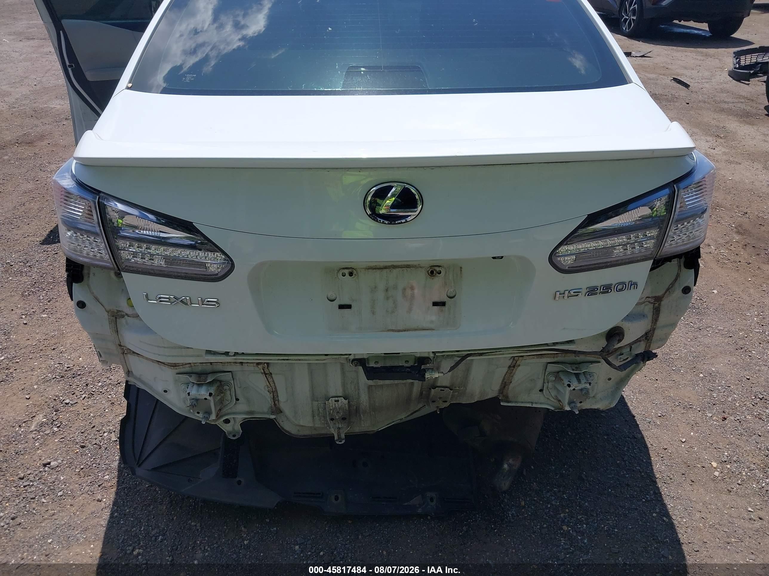 2010 Lexus Hs 250h White vin: JTHBB1BA9A2023585