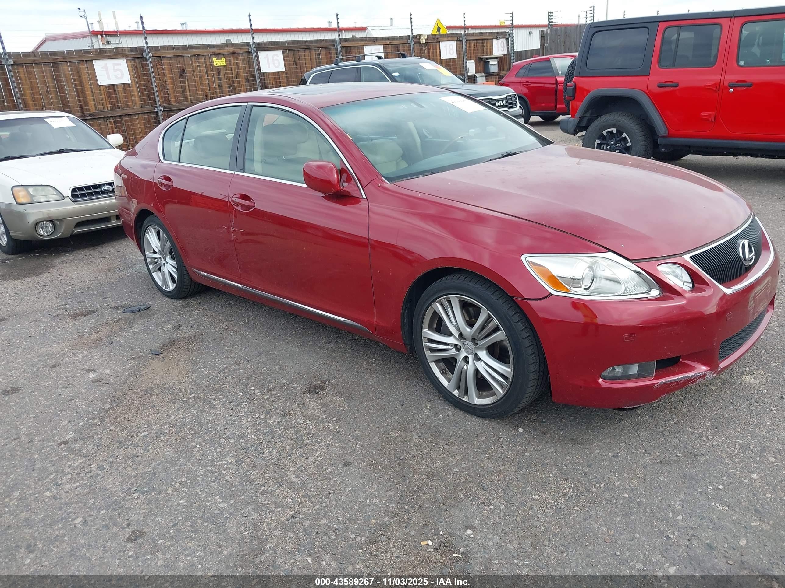 2007 Lexus Gs 450h   Темно-бордовый vin: JTHBC96S775005138