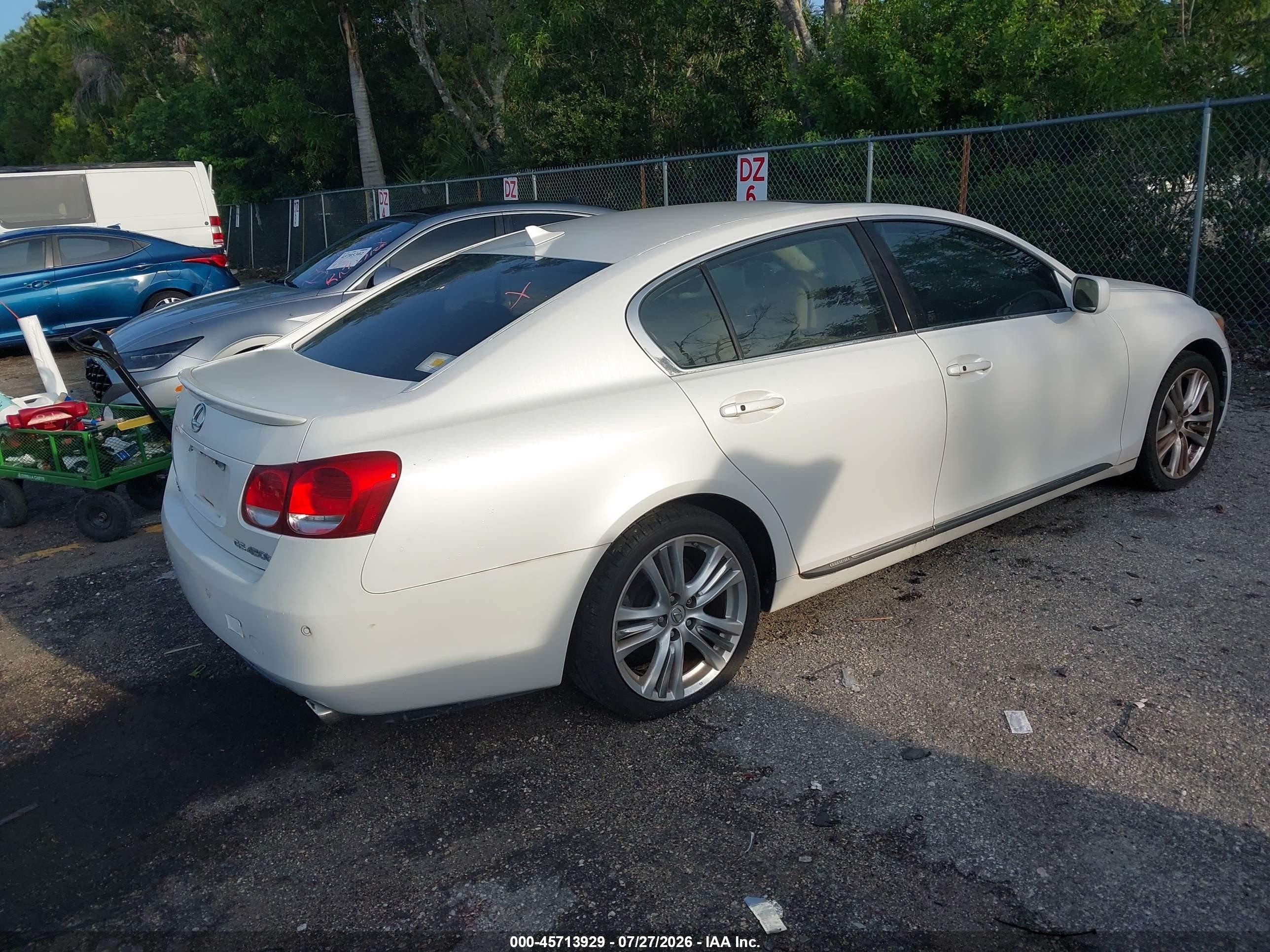 2007 Lexus Gs 450h   White vin: JTHBC96S875009554