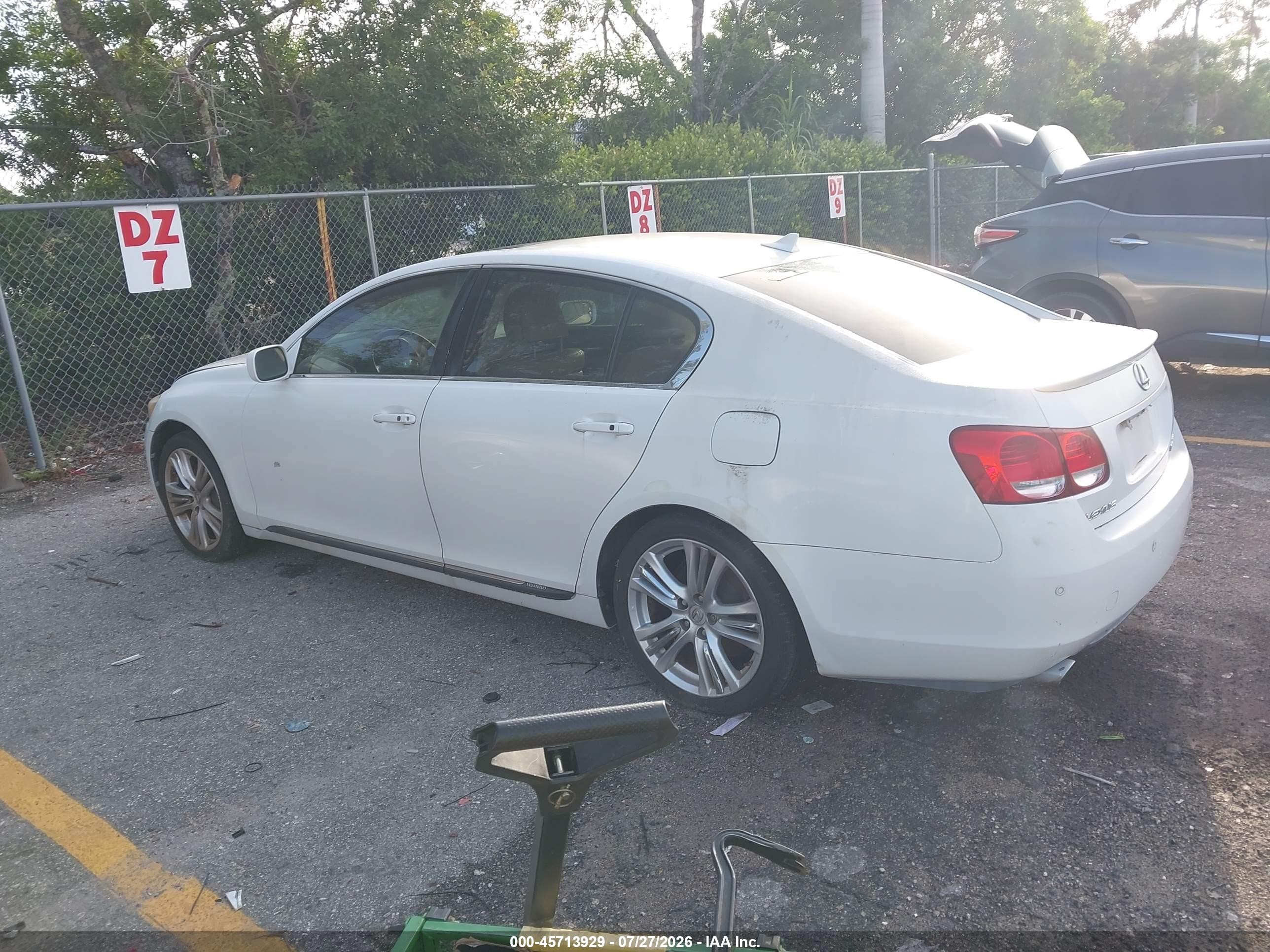 2007 Lexus Gs 450h   White vin: JTHBC96S875009554
