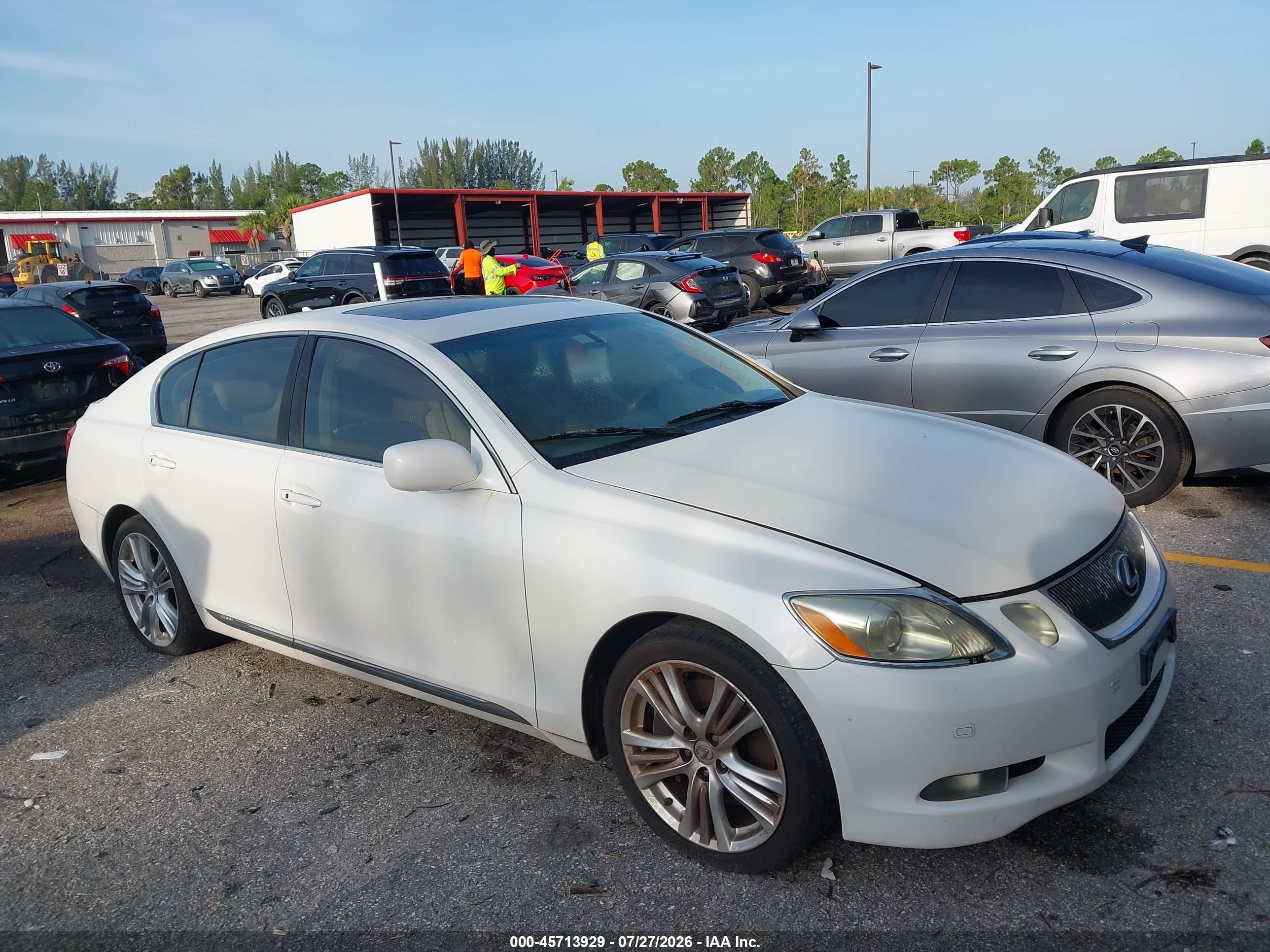 2007 Lexus Gs 450h   White vin: JTHBC96S875009554