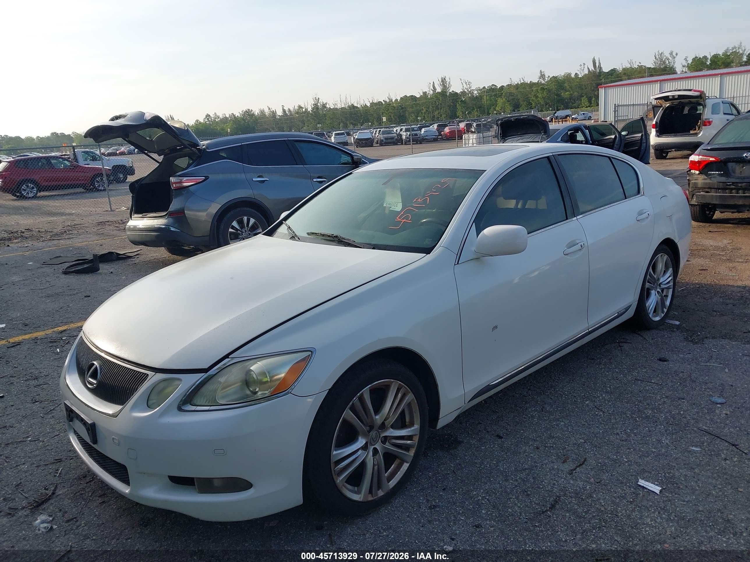 2007 Lexus Gs 450h   White vin: JTHBC96S875009554