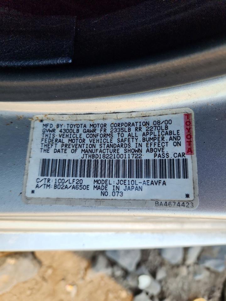 2001 Lexus Is 300 Silver vin: JTHBD182210011722