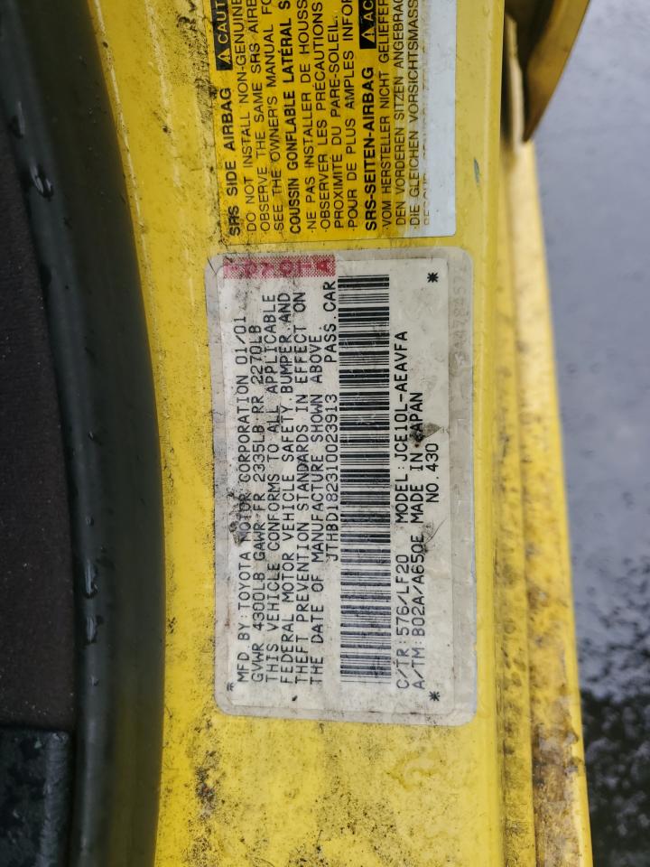 2001 Lexus Is 300 Yellow vin: JTHBD182310023913