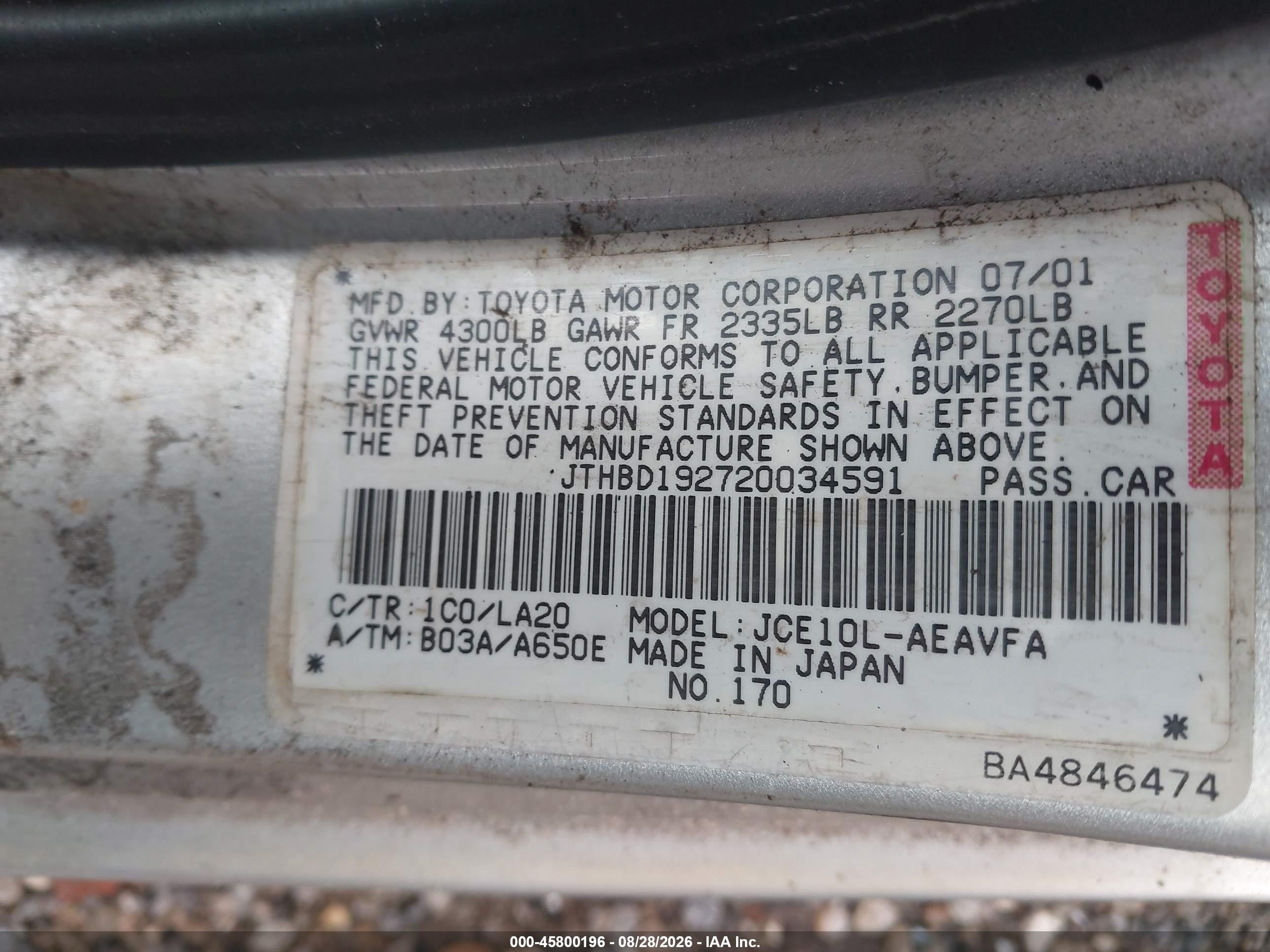 2002 Lexus Is 300 Gray vin: JTHBD192720034591