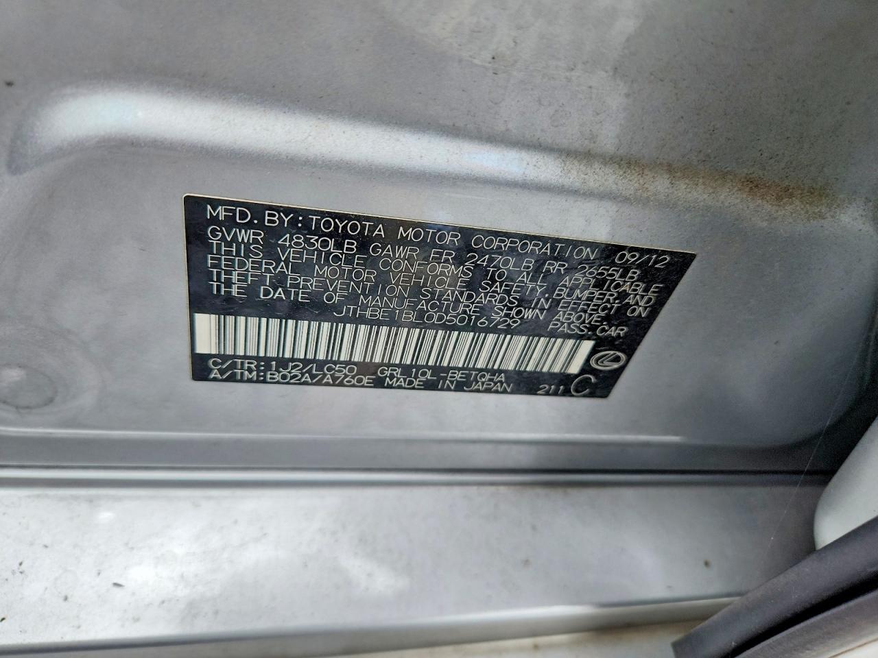 2013 Lexus Gs 350 Silver vin: JTHBE1BL0D5016729