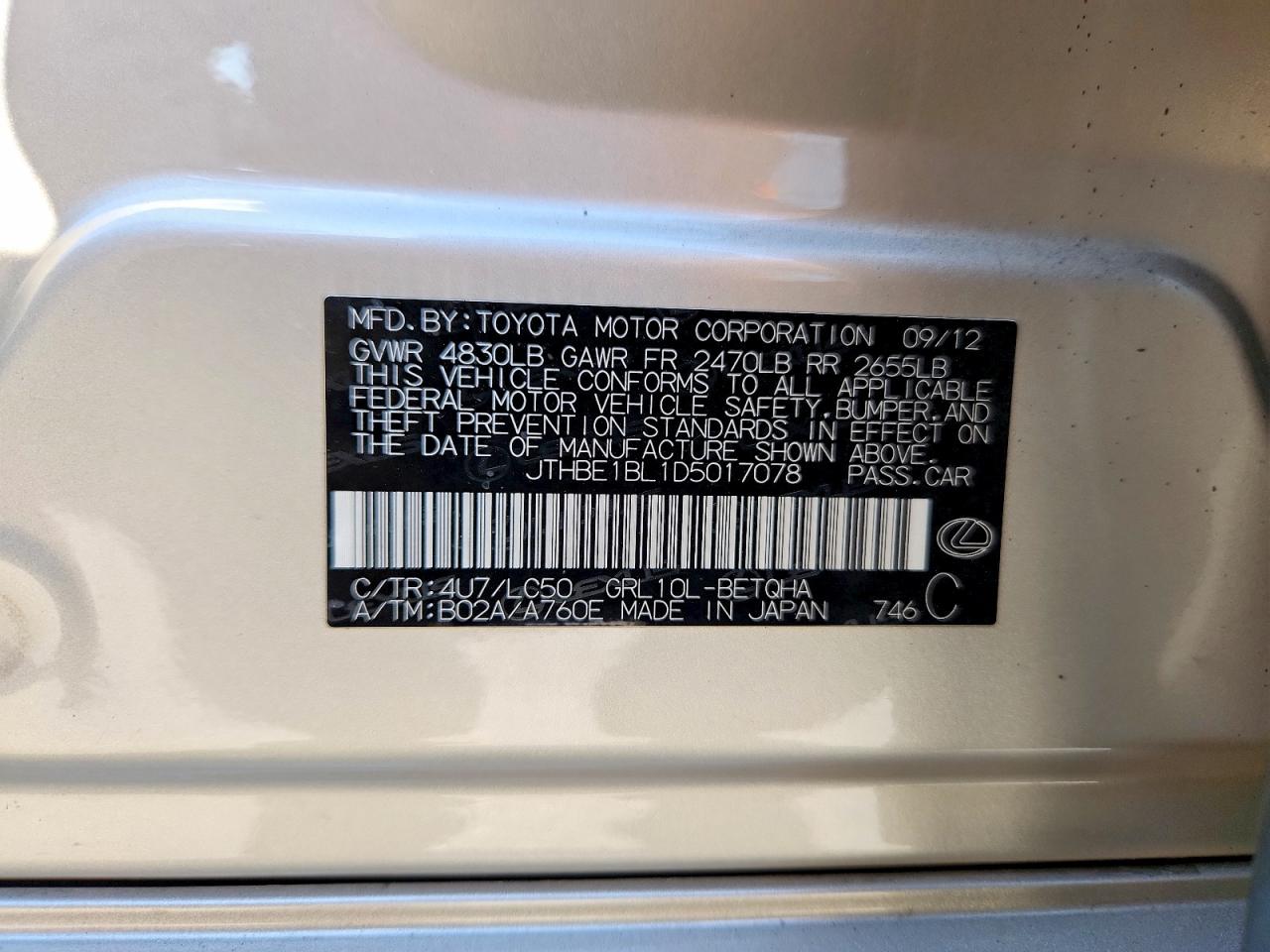 2013 Lexus Gs 350 Tan vin: JTHBE1BL1D5017078