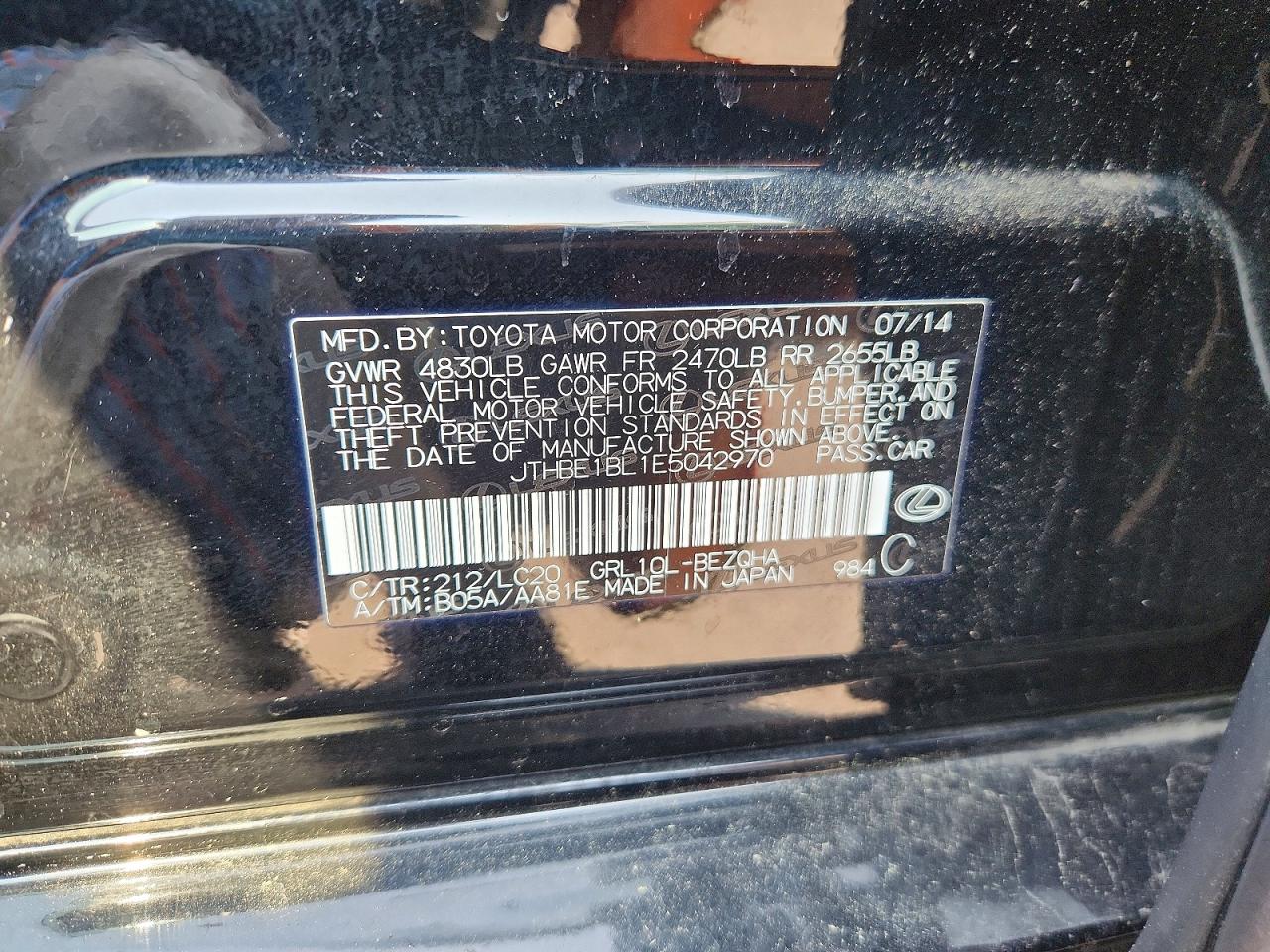 2014 Lexus Gs 350 Black vin: JTHBE1BL1E5042970