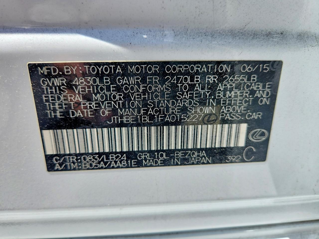 2015 Lexus Gs 350 Белый vin: JTHBE1BL1FA015227